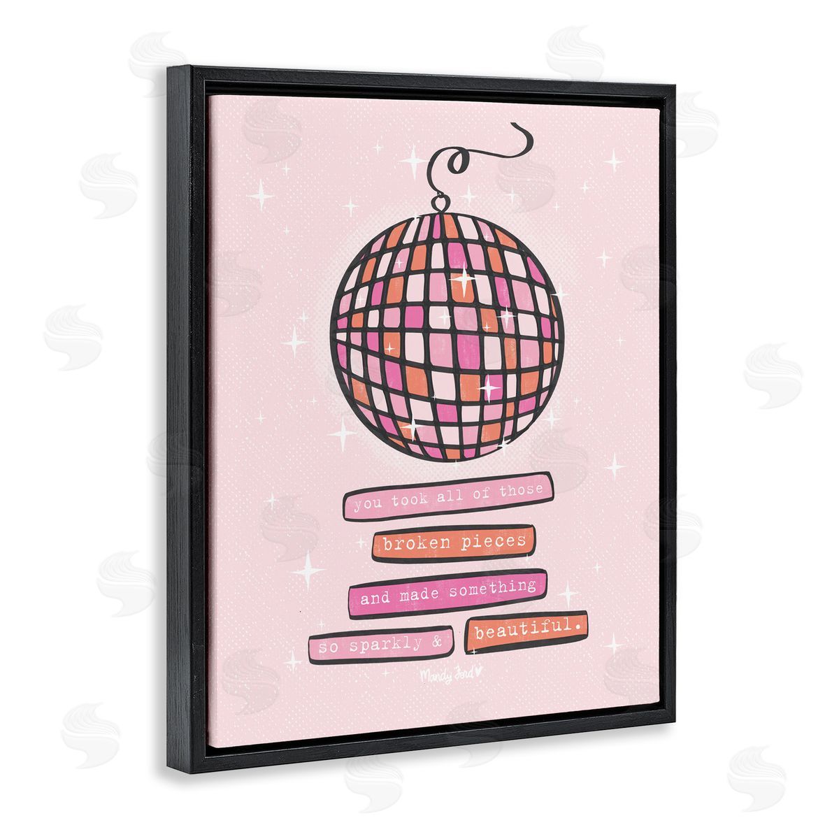 Sparkly & Beautiful Inspirational Black Floating Frame Canvas Wall Art, Home Decor by Mandy Ford Art + Illustration