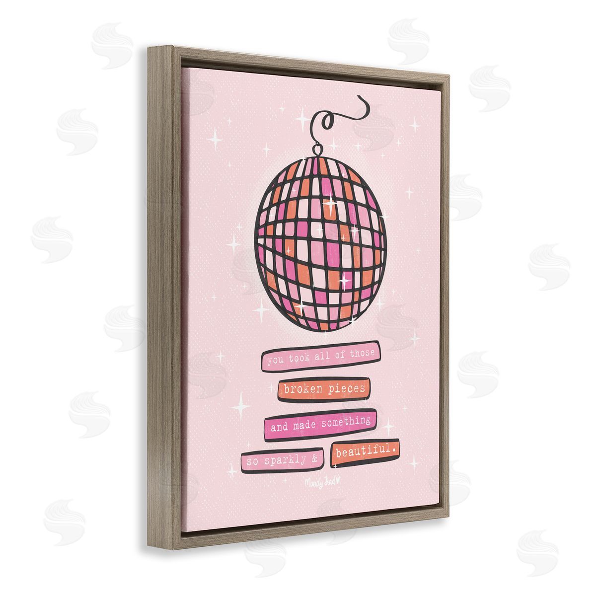 Sparkly & Beautiful Inspirational Brown Floating Frame Canvas Wall Art, Home Decor by Mandy Ford Art + Illustration