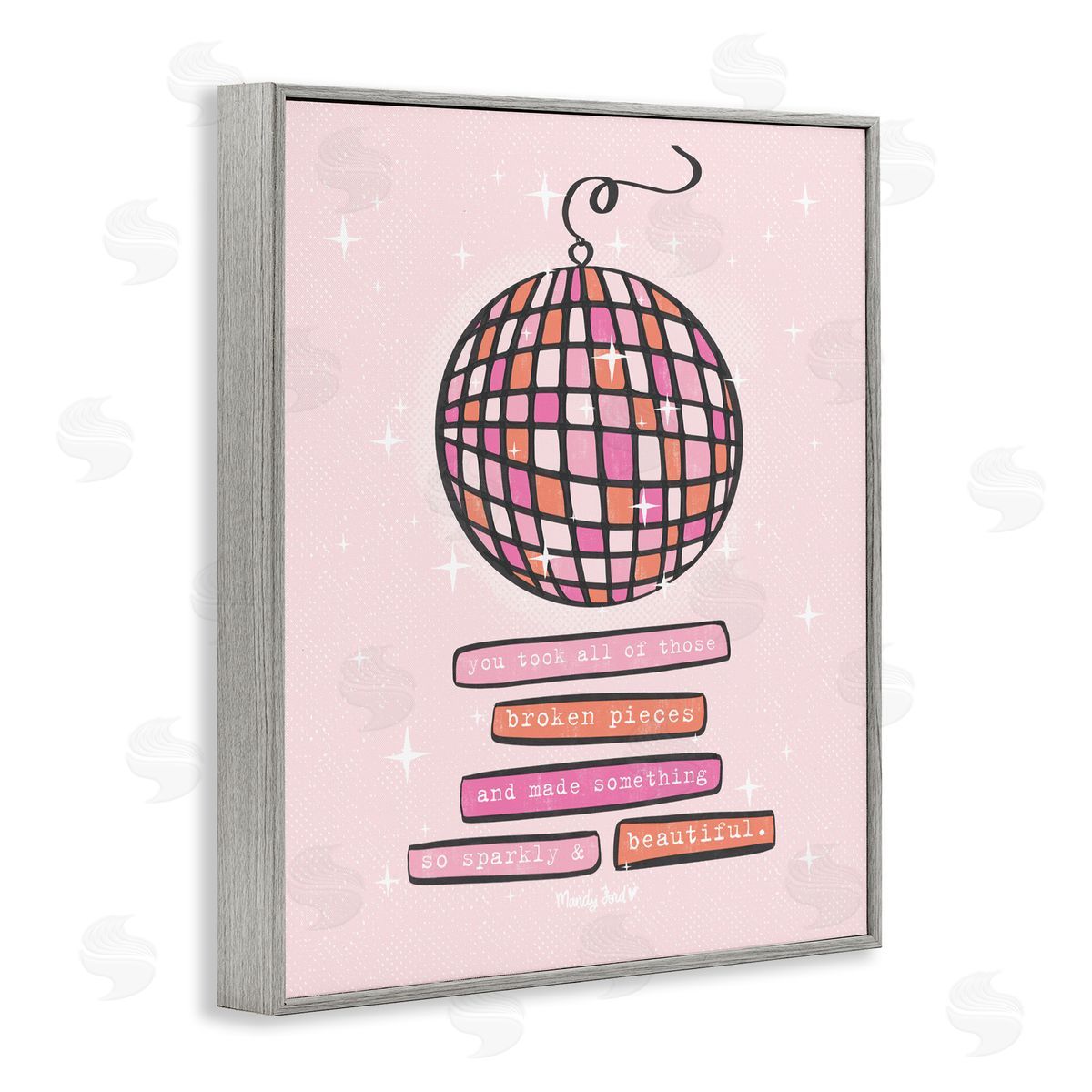 Sparkly & Beautiful Inspirational Grey Frame Print Wall Art, Home Decor by Mandy Ford Art + Illustration