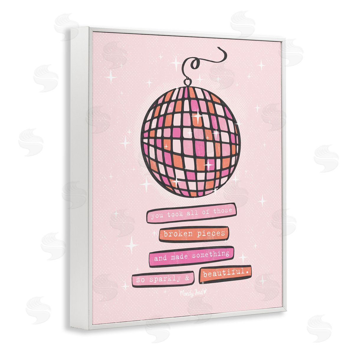 Sparkly & Beautiful Inspirational White Frame Print Wall Art, Home Decor by Mandy Ford Art + Illustration