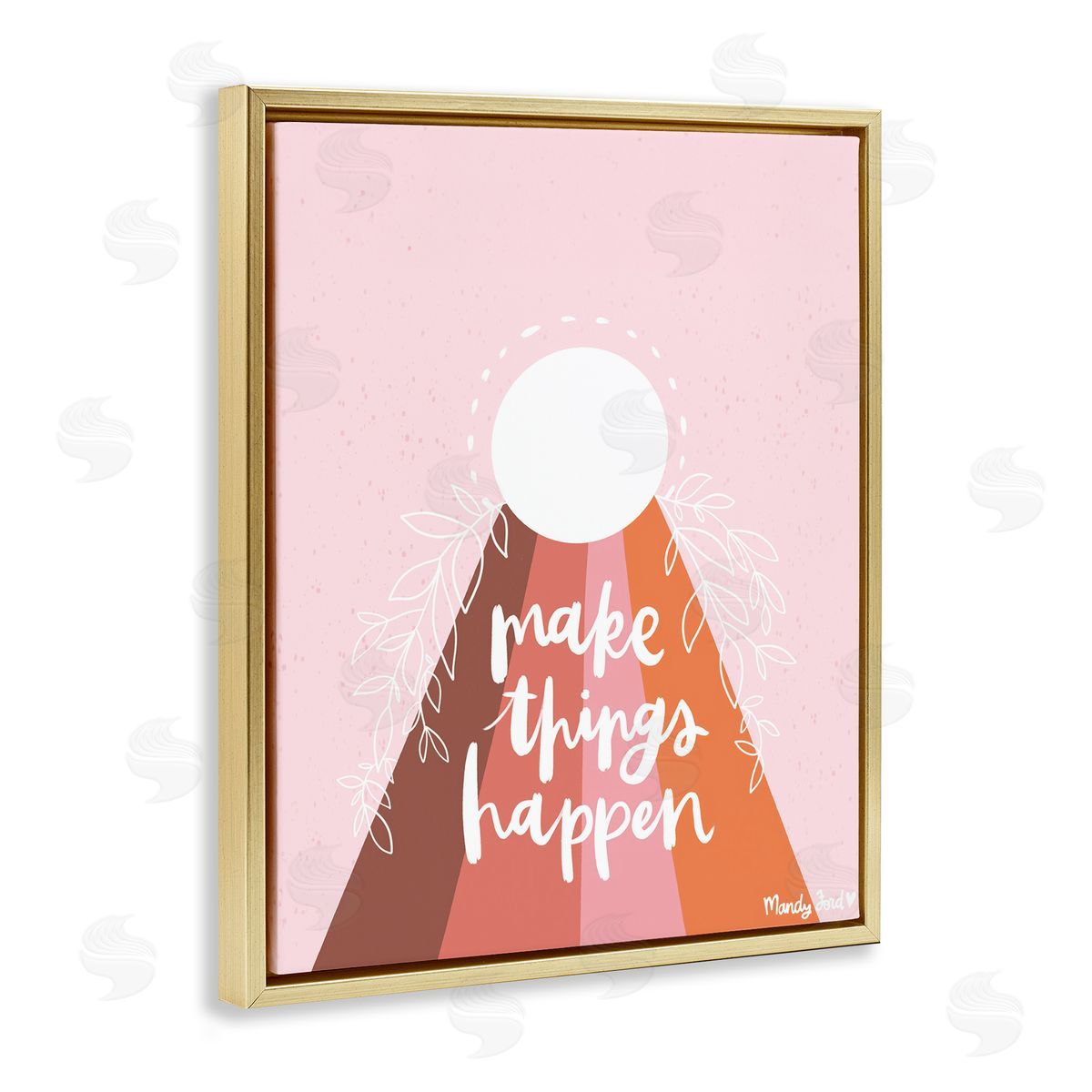 Minimal Make Things Happen Gold Floating Frame Canvas Wall Art, Home Decor by Mandy Ford Art + Illustration
