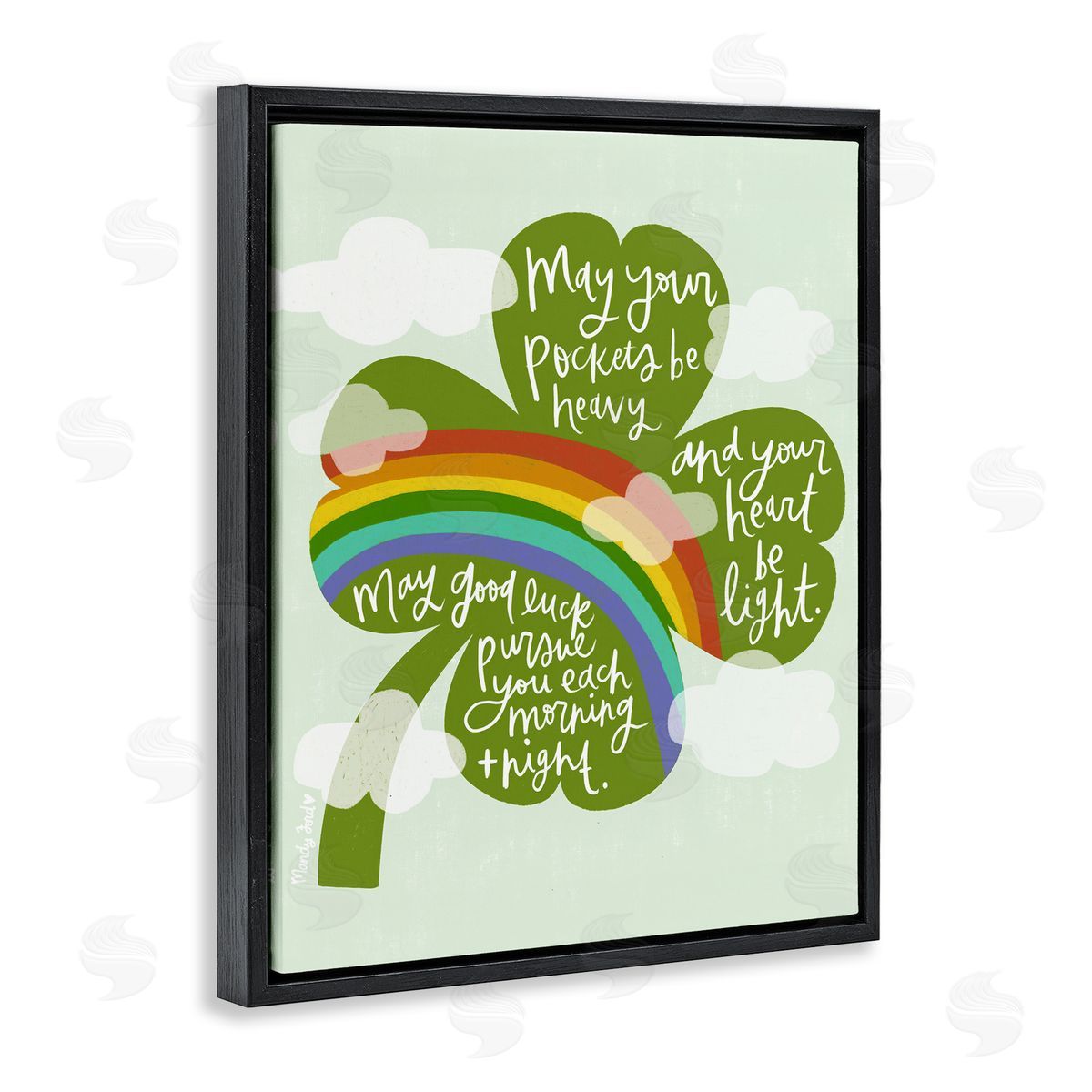 Uplifting Good Luck Rhyme Black Floating Frame Canvas Wall Art, Home Decor by Mandy Ford Art + Illustration