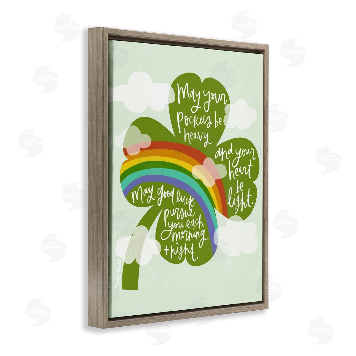 Uplifting Good Luck Rhyme Brown Floating Frame Canvas Wall Art, Home Decor by Mandy Ford Art + Illustration