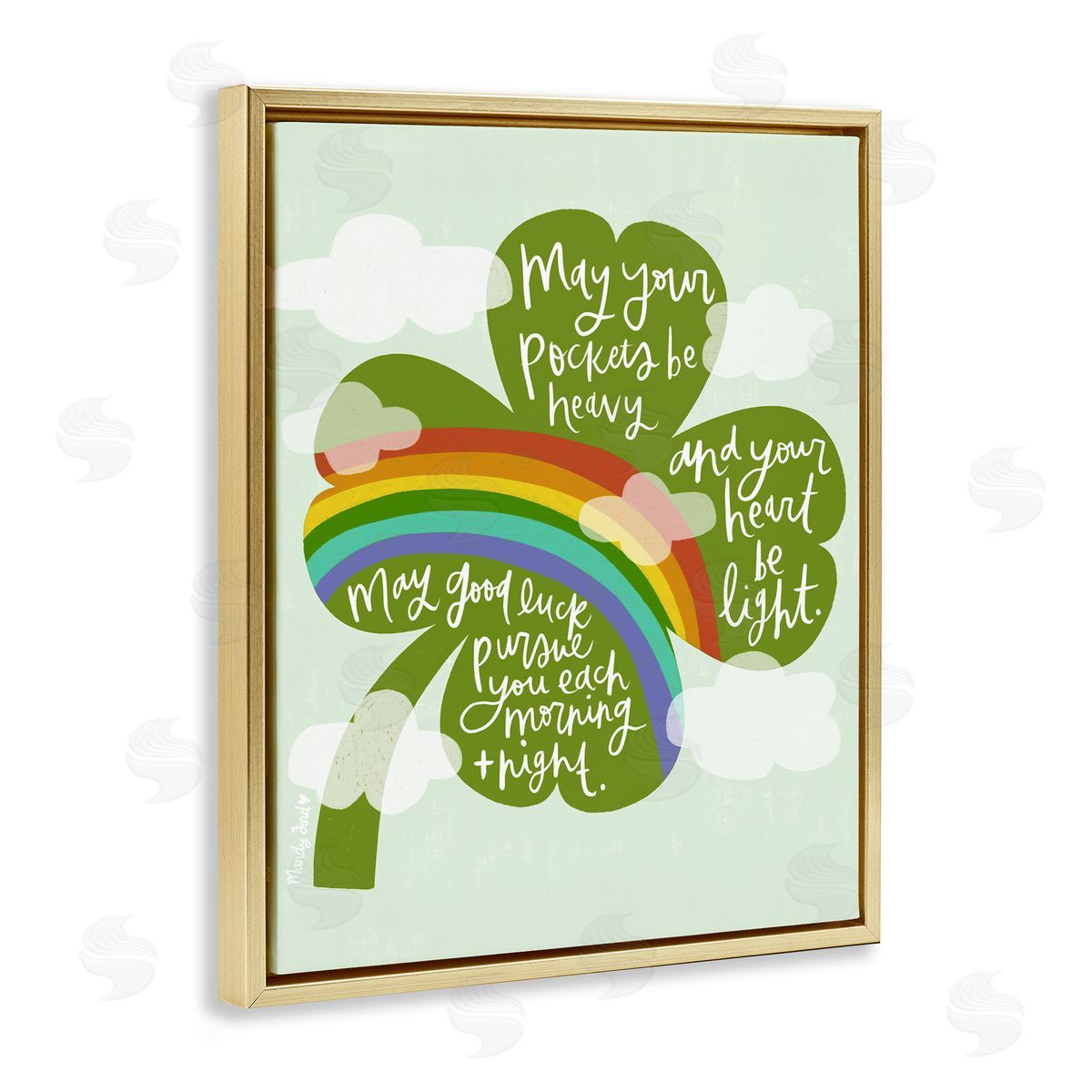 Uplifting Good Luck Rhyme Gold Floating Frame Canvas Wall Art, Home Decor by Mandy Ford Art + Illustration