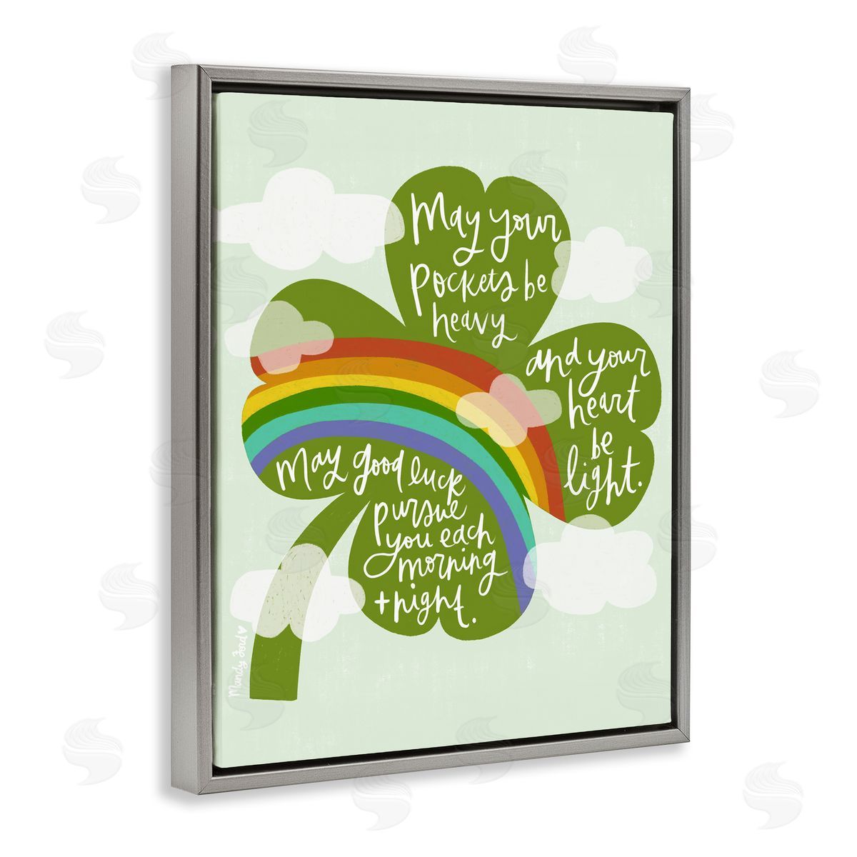 Uplifting Good Luck Rhyme Grey Floating Frame Canvas Wall Art, Home Decor by Mandy Ford Art + Illustration