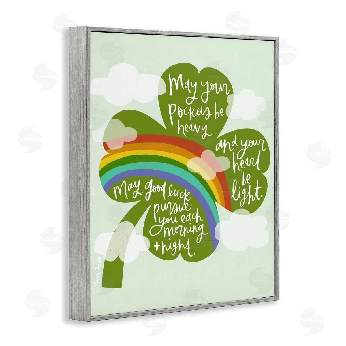 Uplifting Good Luck Rhyme Grey Frame Print Wall Art, Home Decor by Mandy Ford Art + Illustration