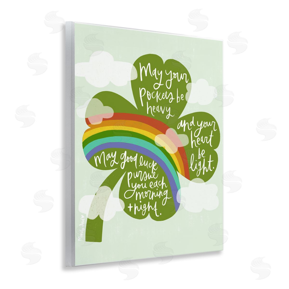 Uplifting Good Luck Rhyme Wood Plaque Wall Art, Home Decor by Mandy Ford Art + Illustration
