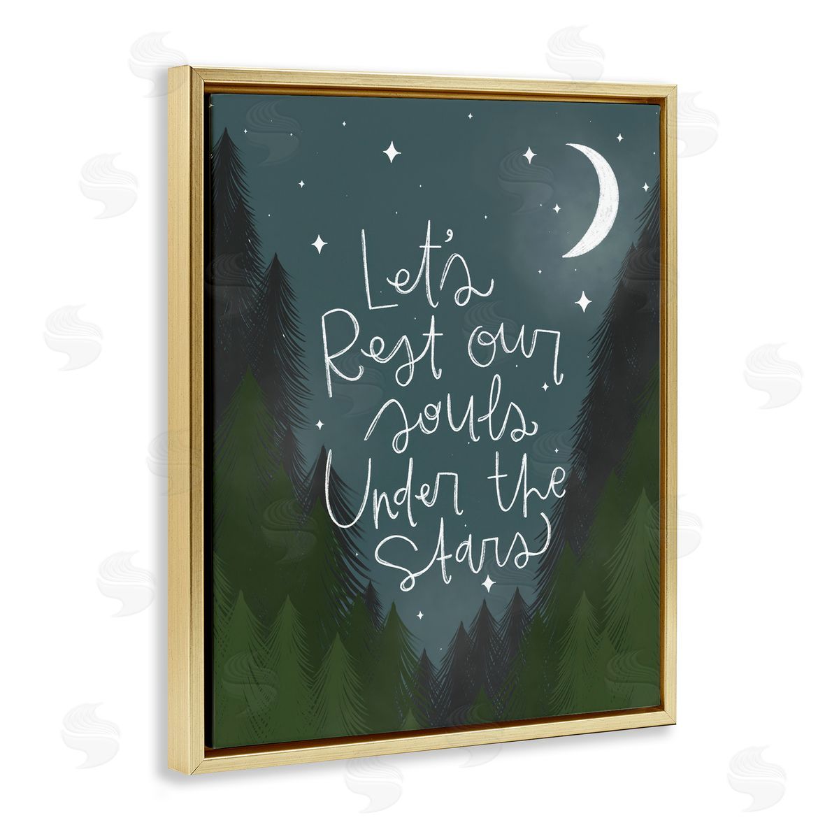 Rest Our Souls Under Stars Gold Floating Frame Canvas Wall Art, Home Decor by Mandy Ford Art + Illustration
