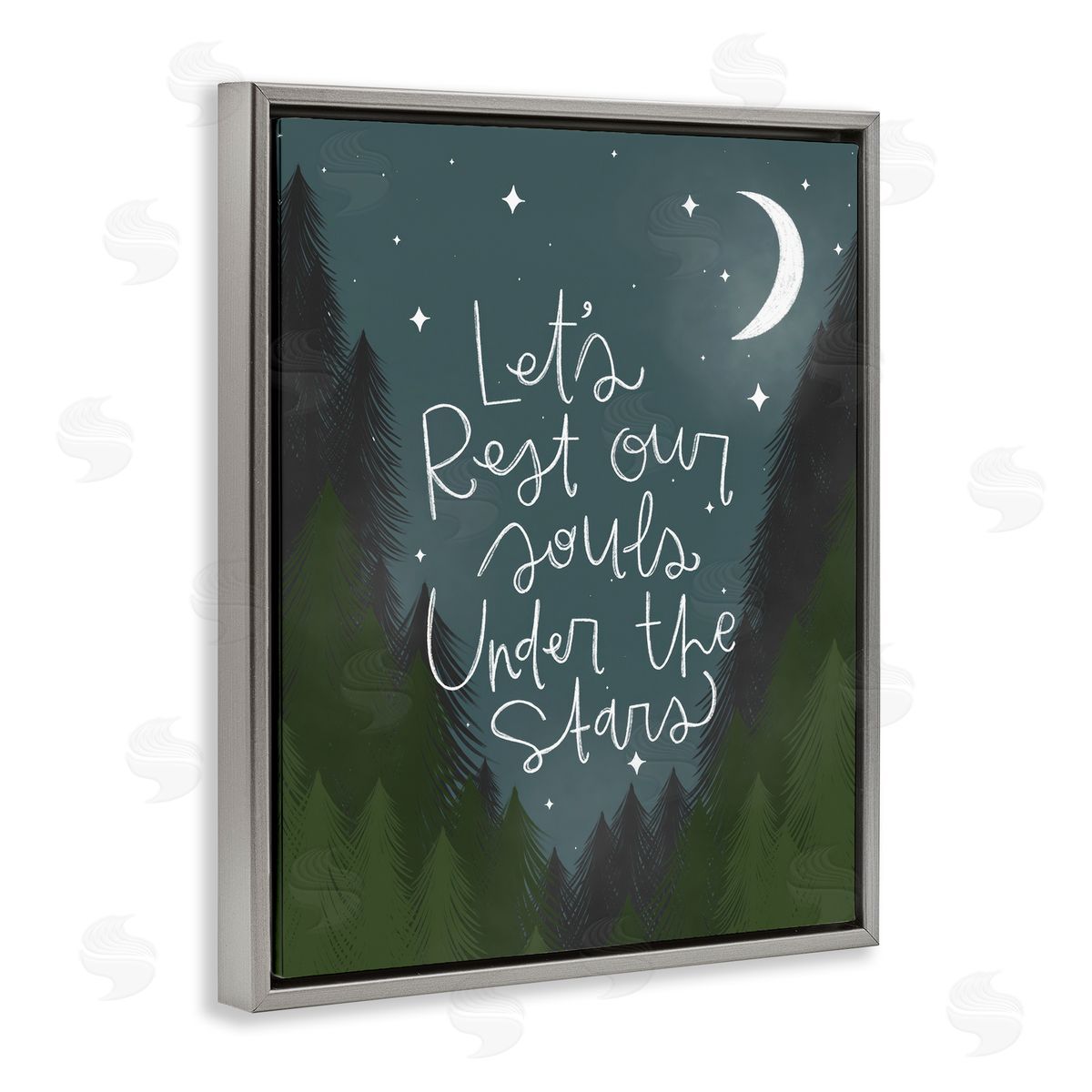 Rest Our Souls Under Stars Grey Floating Frame Canvas Wall Art, Home Decor by Mandy Ford Art + Illustration