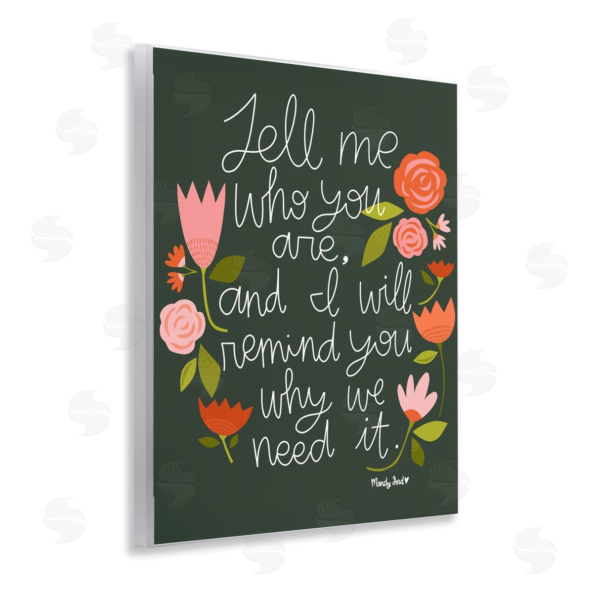 Inspiring Quote with Florals Wood Plaque Wall Art, Home Decor by Mandy Ford Art + Illustration