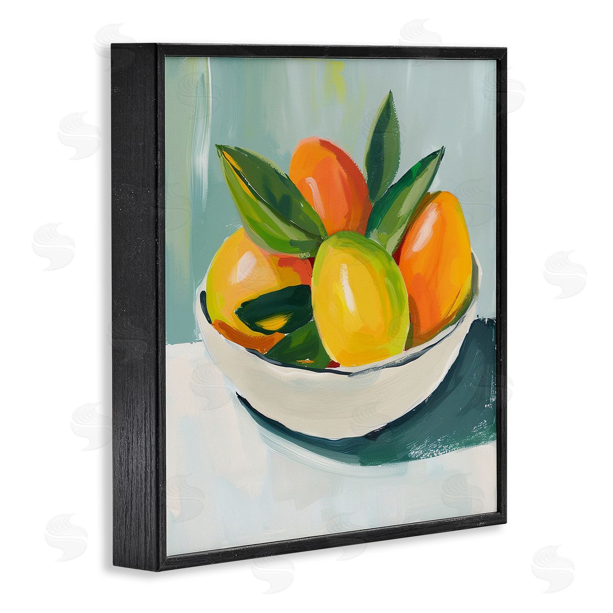 Bowl of Citrus Fruit Black Frame Print Wall Art, Home Decor by Walker Noble