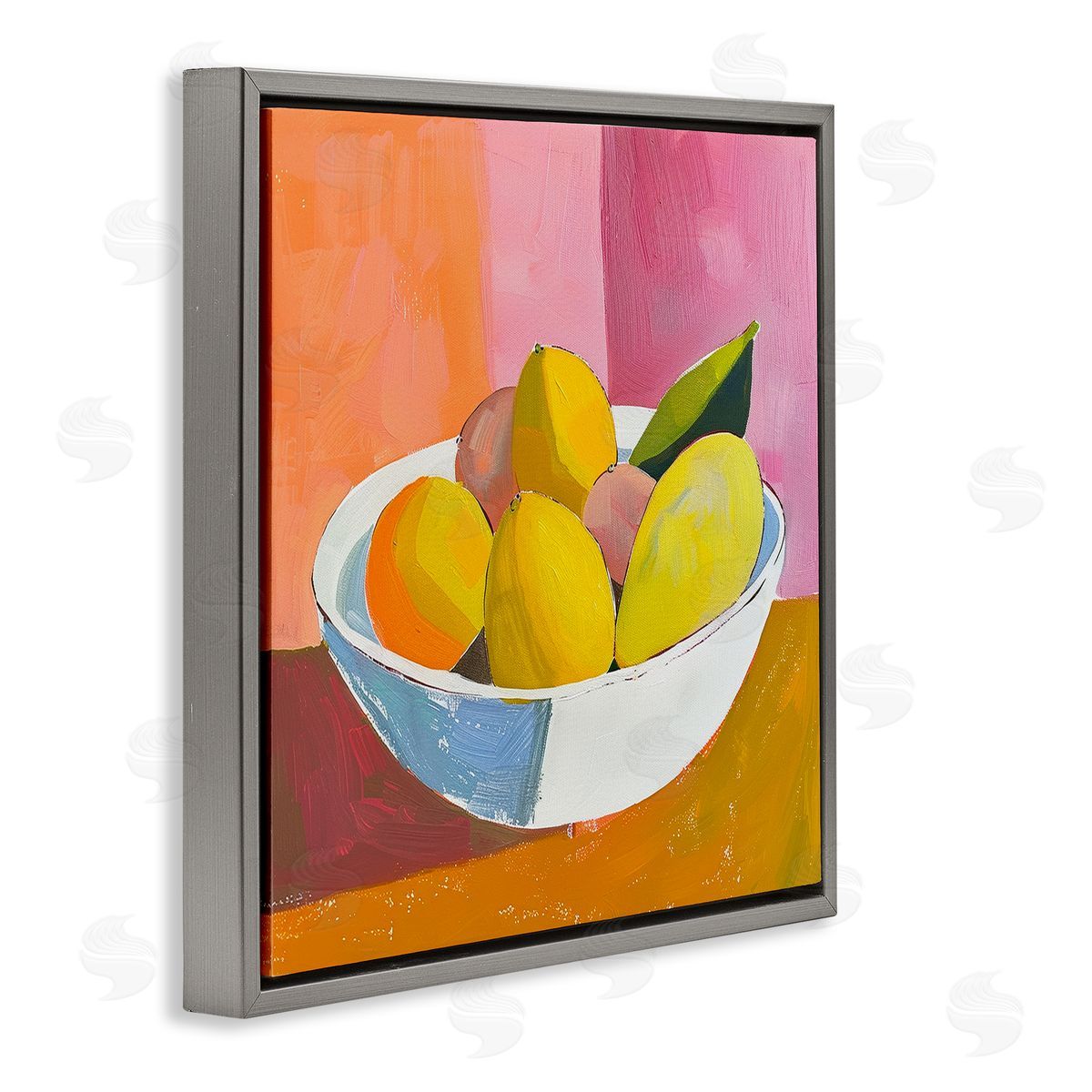 Bold Kitchen Citrus Fruits Grey Floating Frame Canvas Wall Art, Home Decor by Walker Noble