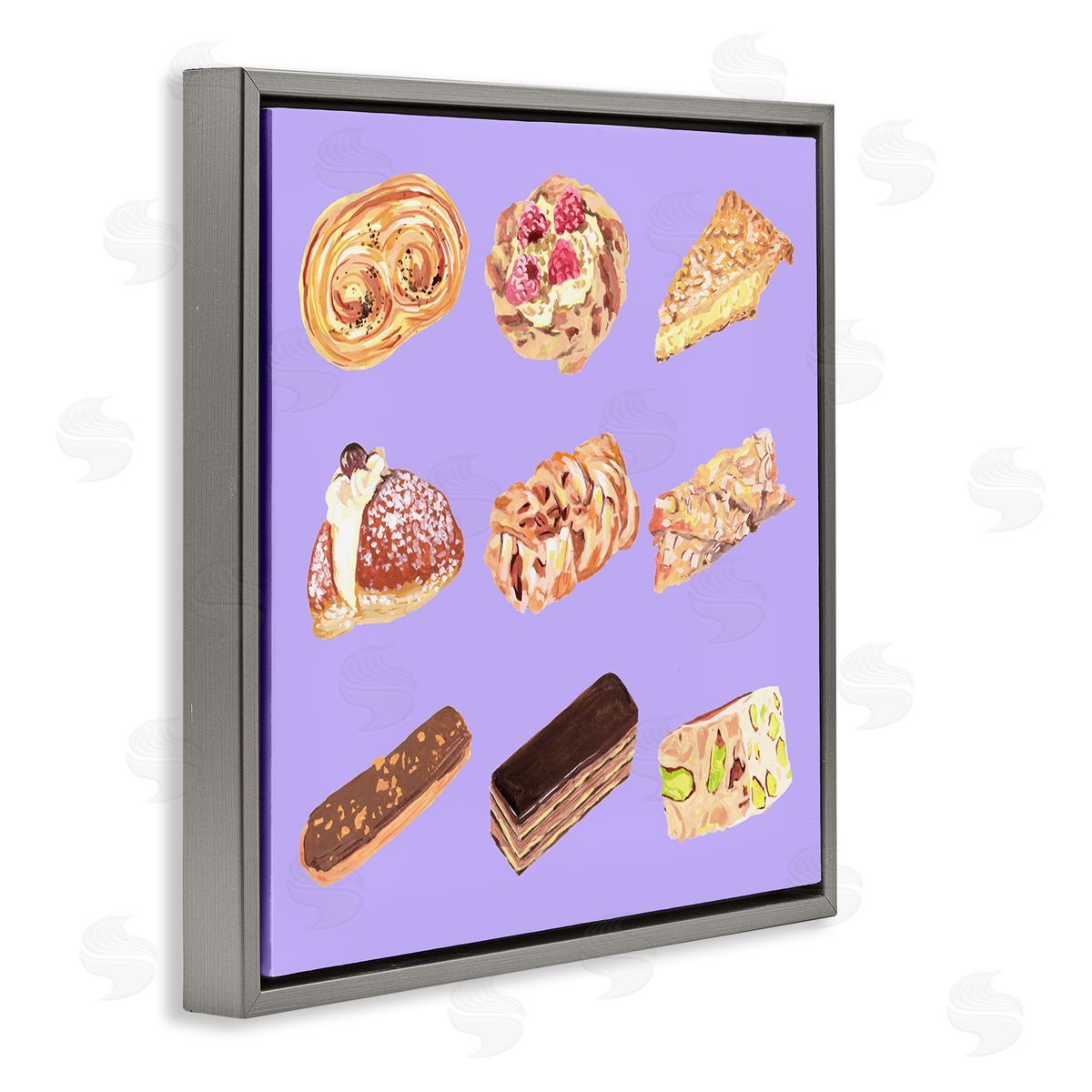 Bakery Goods on Purple Grey Floating Frame Canvas Wall Art, Home Decor by Melissa Wang