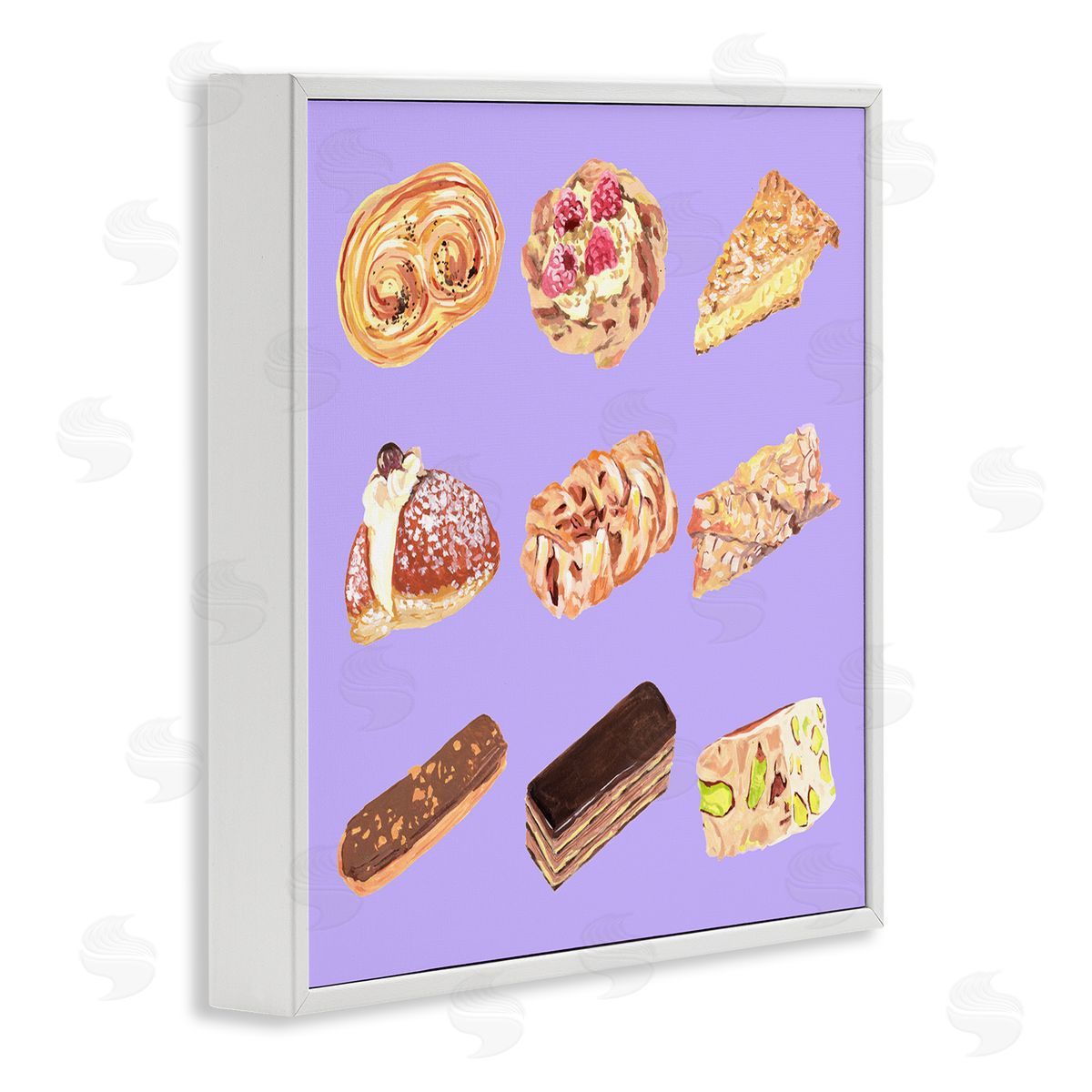 Bakery Goods on Purple White Frame Print Wall Art, Home Decor by Melissa Wang