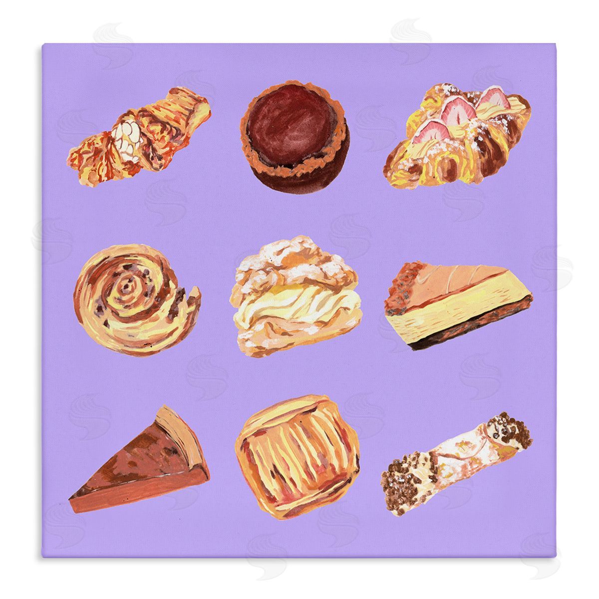 Delicious Pastries on Purple Canvas Wall Art, Home Decor by Melissa Wang