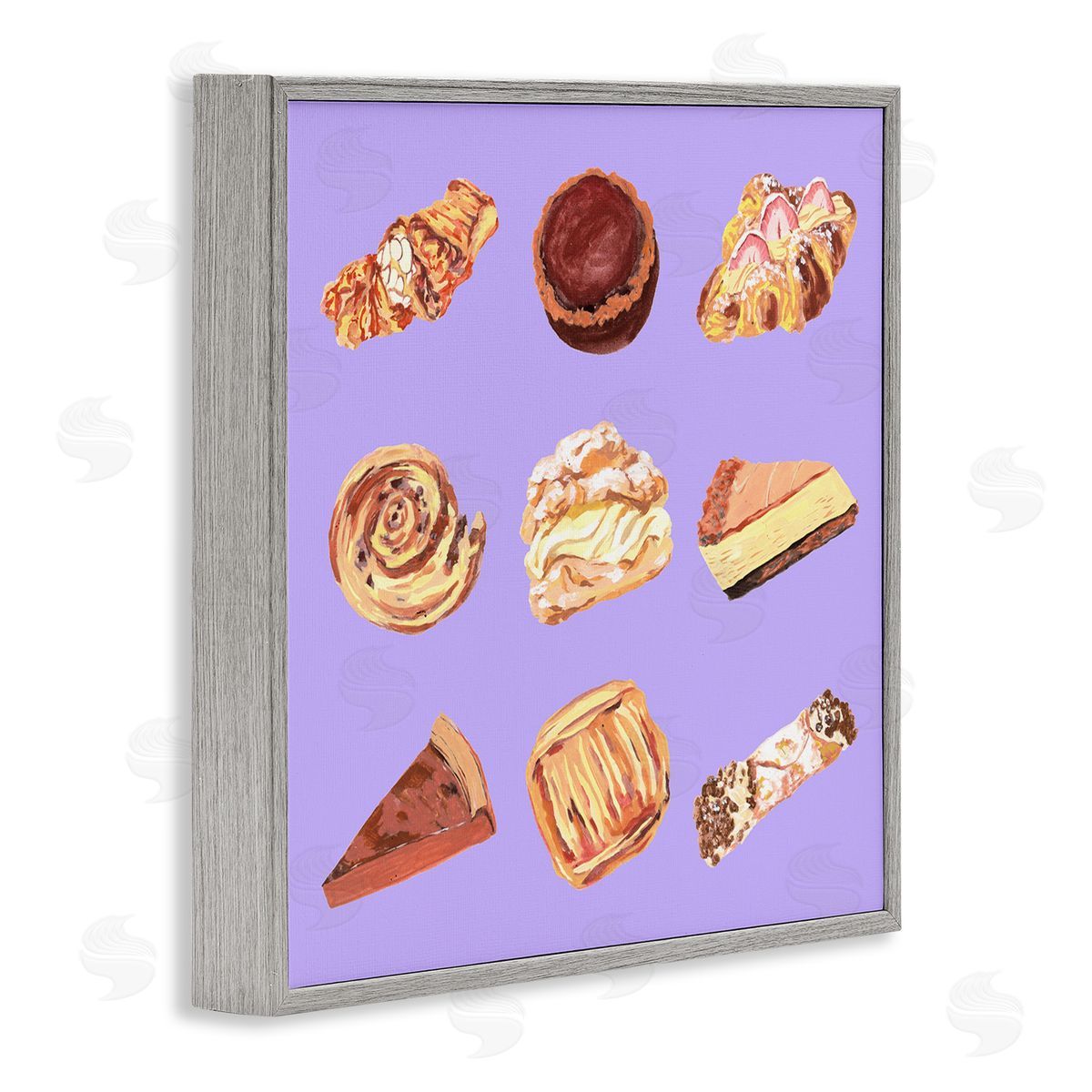 Delicious Pastries on Purple Grey Frame Print Wall Art, Home Decor by Melissa Wang
