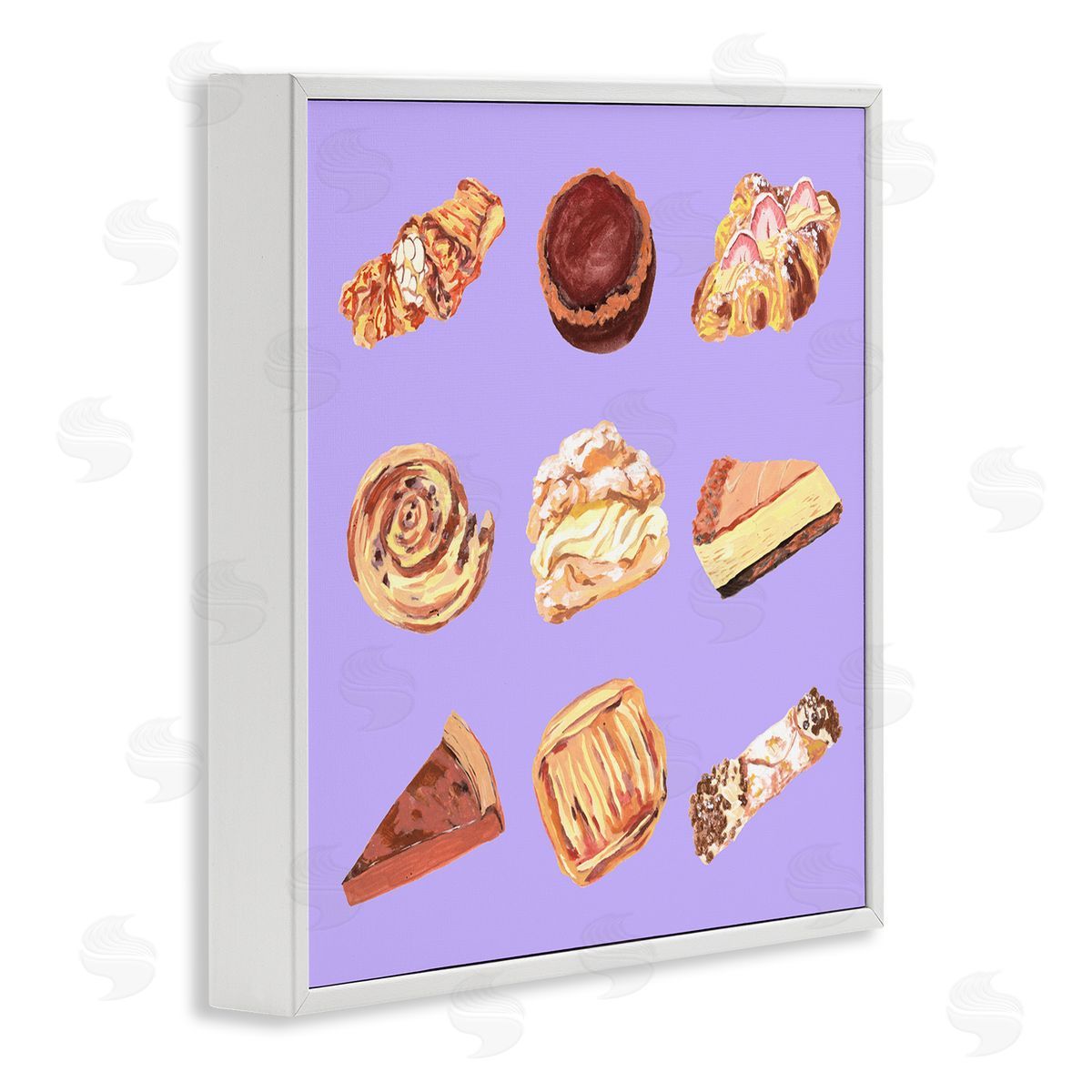 Delicious Pastries on Purple White Frame Print Wall Art, Home Decor by Melissa Wang