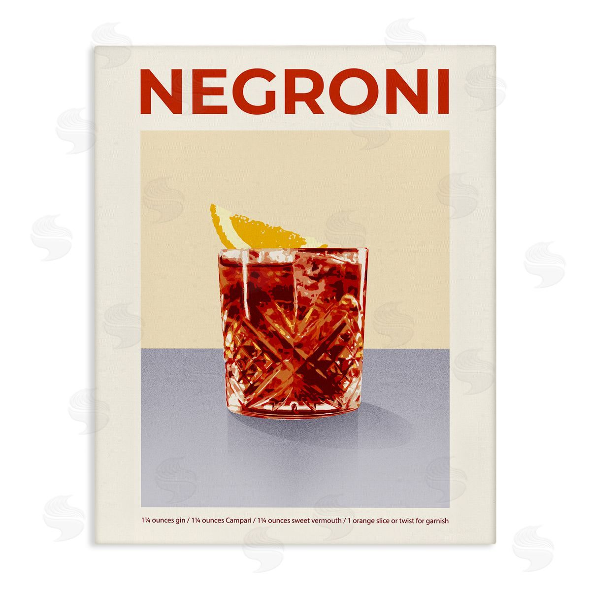 Negroni Classic Cocktail Canvas Wall Art, Home Decor by Victoria Barnes