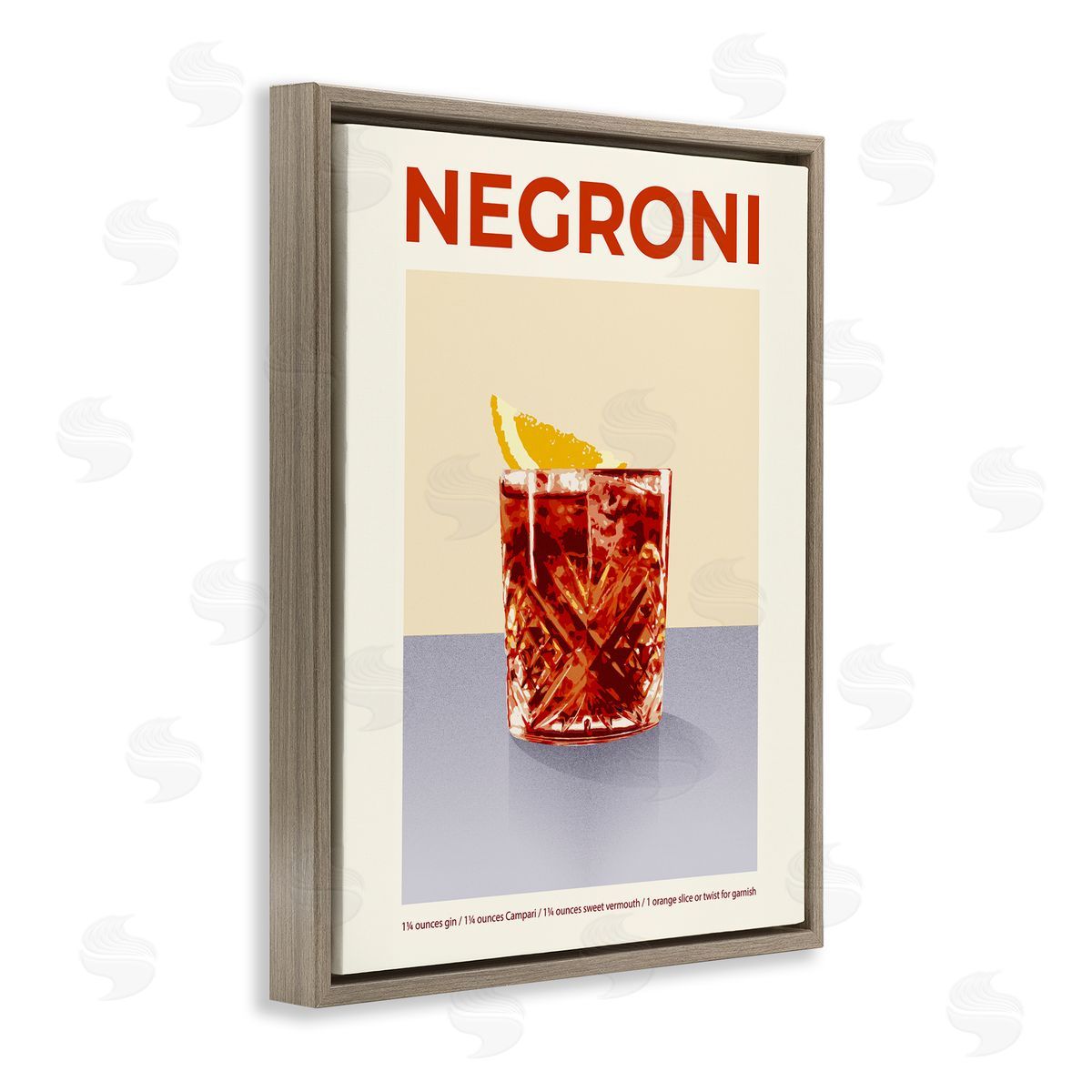 Negroni Classic Cocktail Brown Floating Frame Canvas Wall Art, Home Decor by Victoria Barnes