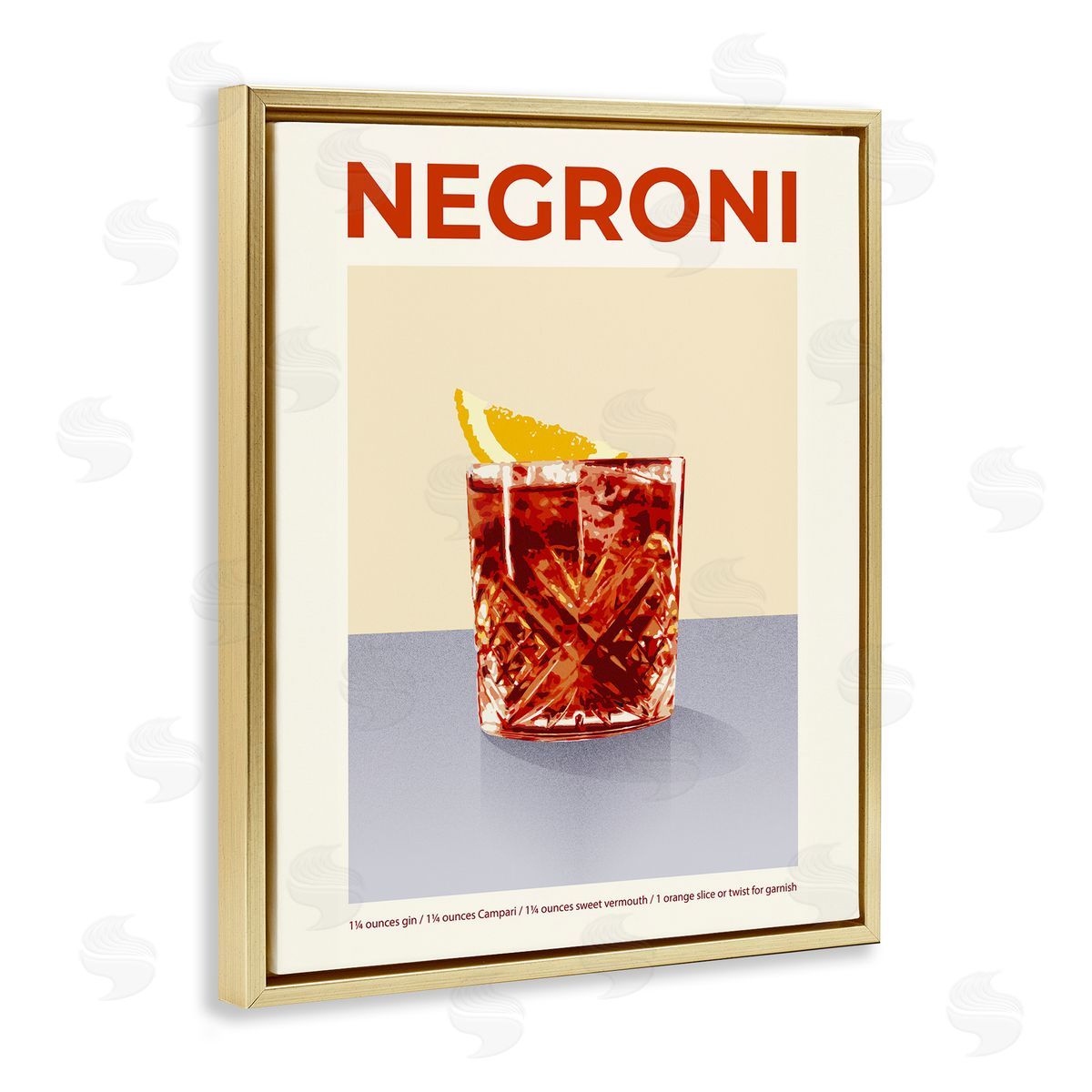 Negroni Classic Cocktail Gold Floating Frame Canvas Wall Art, Home Decor by Victoria Barnes