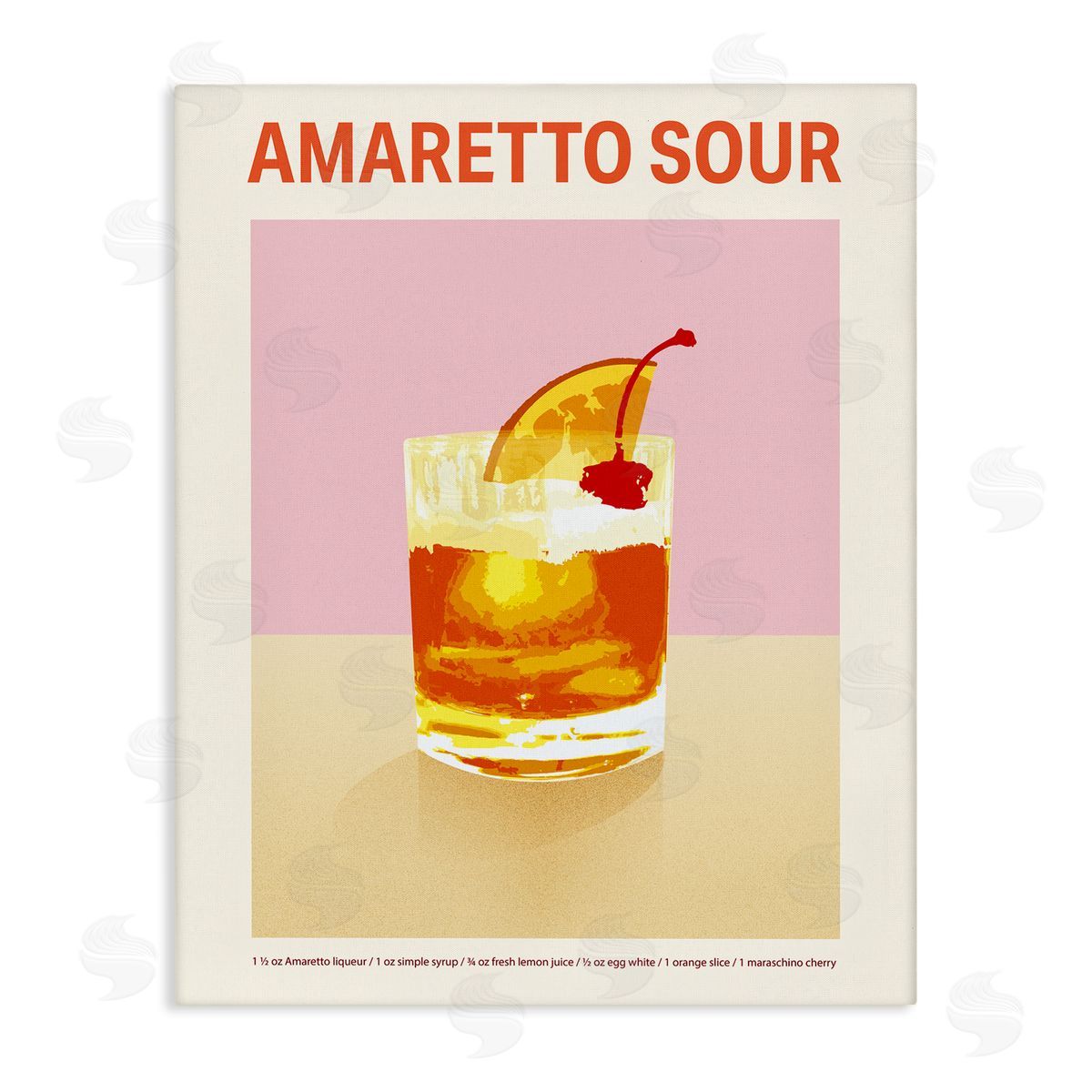 Amaretto Sour Classic Drink Canvas Wall Art, Home Decor by Victoria Barnes