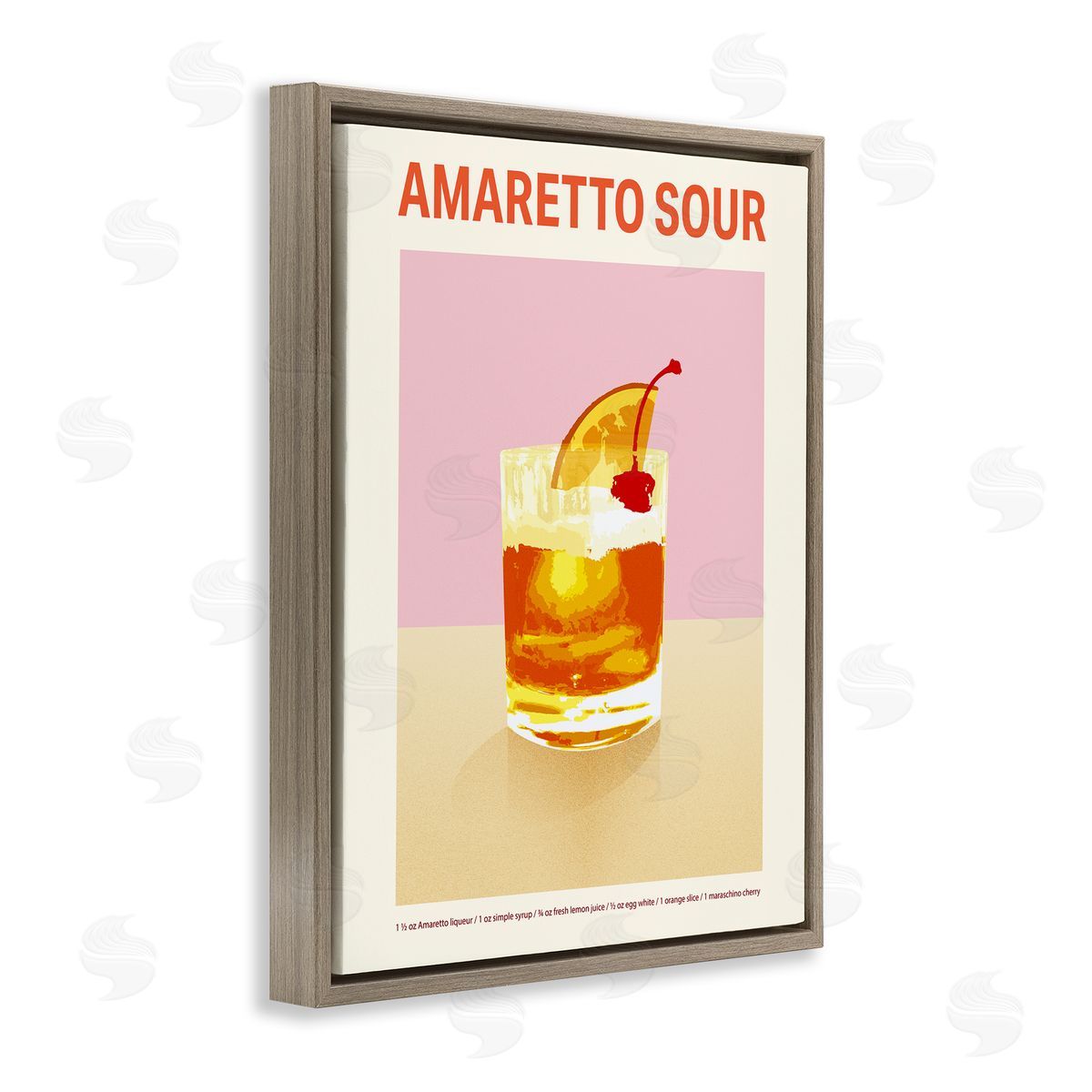 Amaretto Sour Classic Drink Brown Floating Frame Canvas Wall Art, Home Decor by Victoria Barnes
