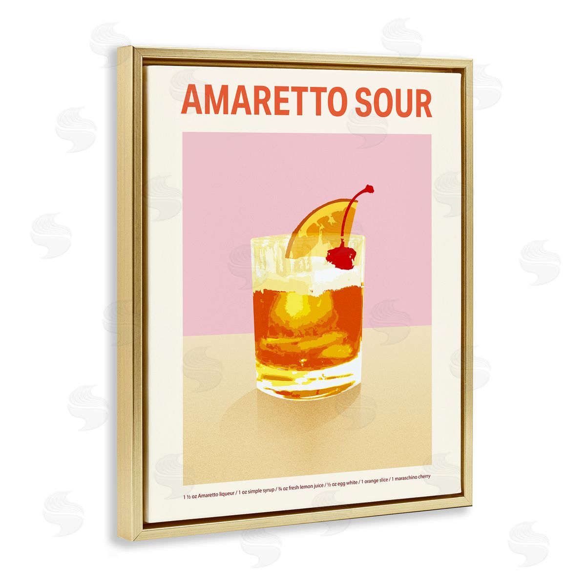 Amaretto Sour Classic Drink Gold Floating Frame Canvas Wall Art, Home Decor by Victoria Barnes