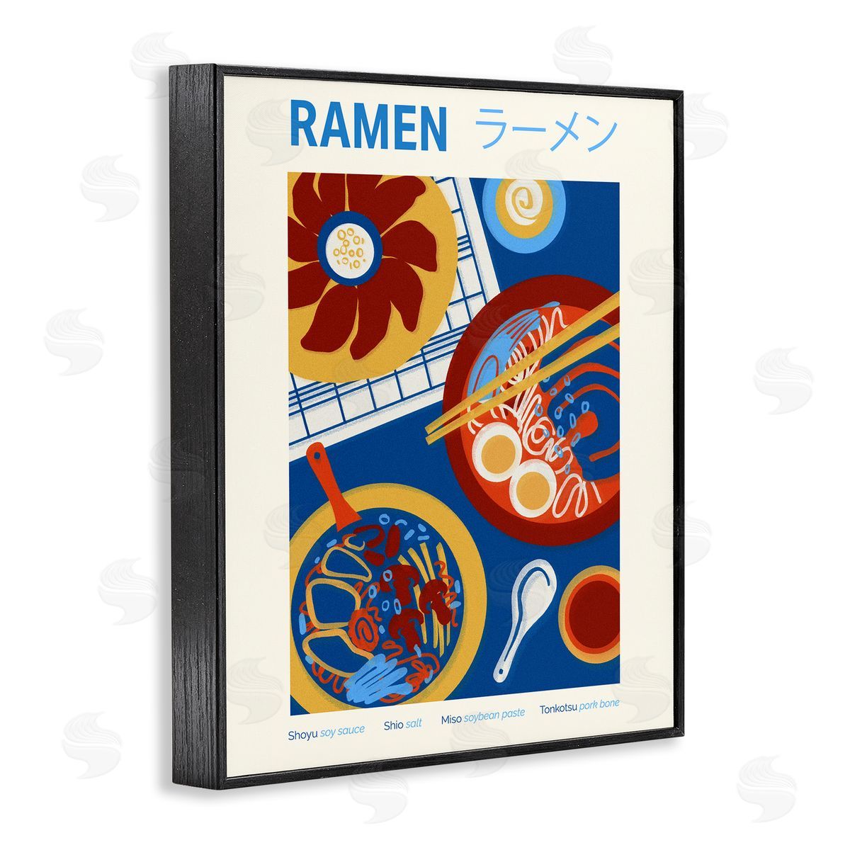 Ramen Table Placement Black Frame Print Wall Art, Home Decor by Victoria Barnes