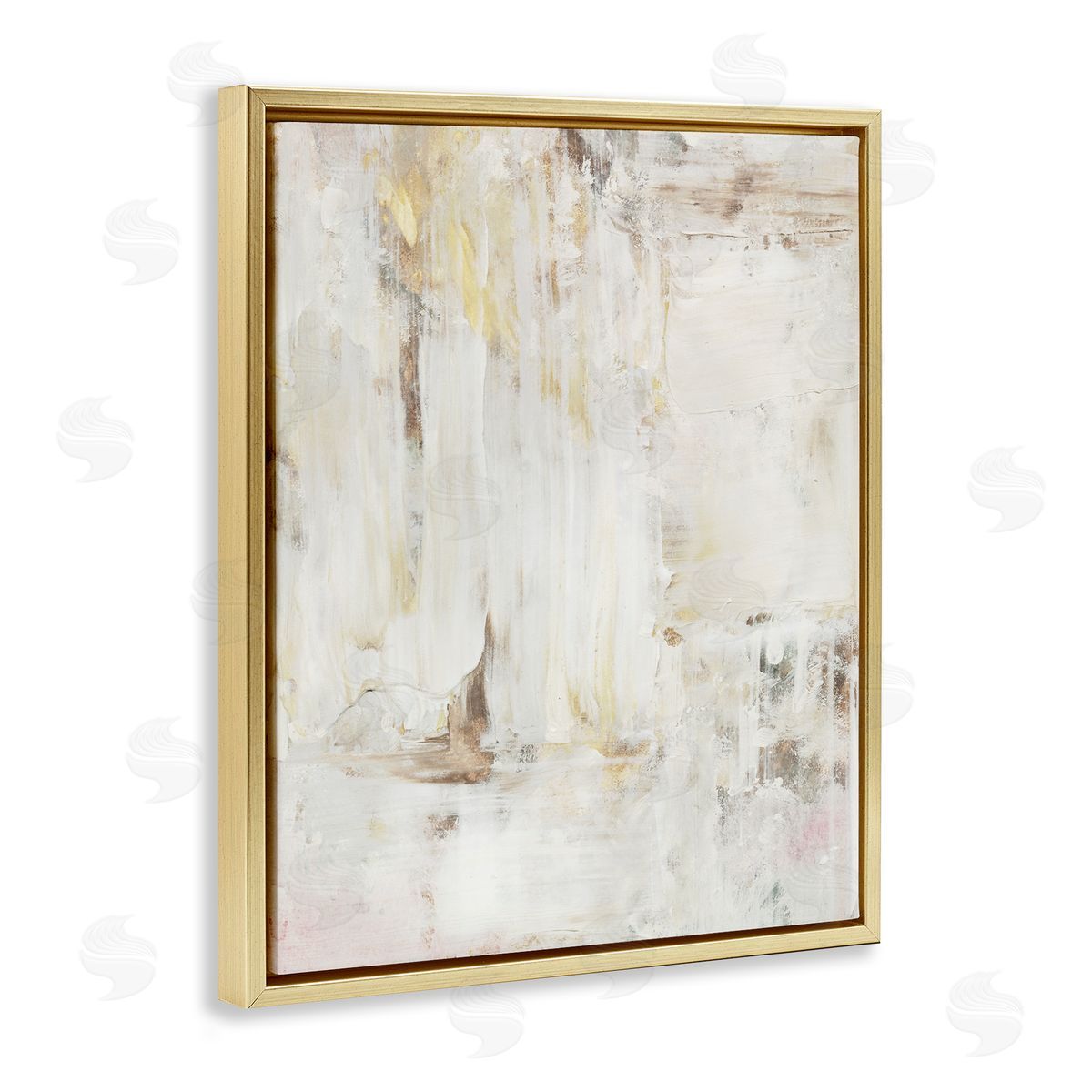 Natural Muted Abstract Gold Floating Frame Canvas Wall Art, Home Decor by Victoria Barnes