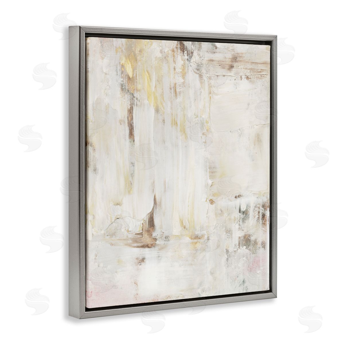 Natural Muted Abstract Grey Floating Frame Canvas Wall Art, Home Decor by Victoria Barnes