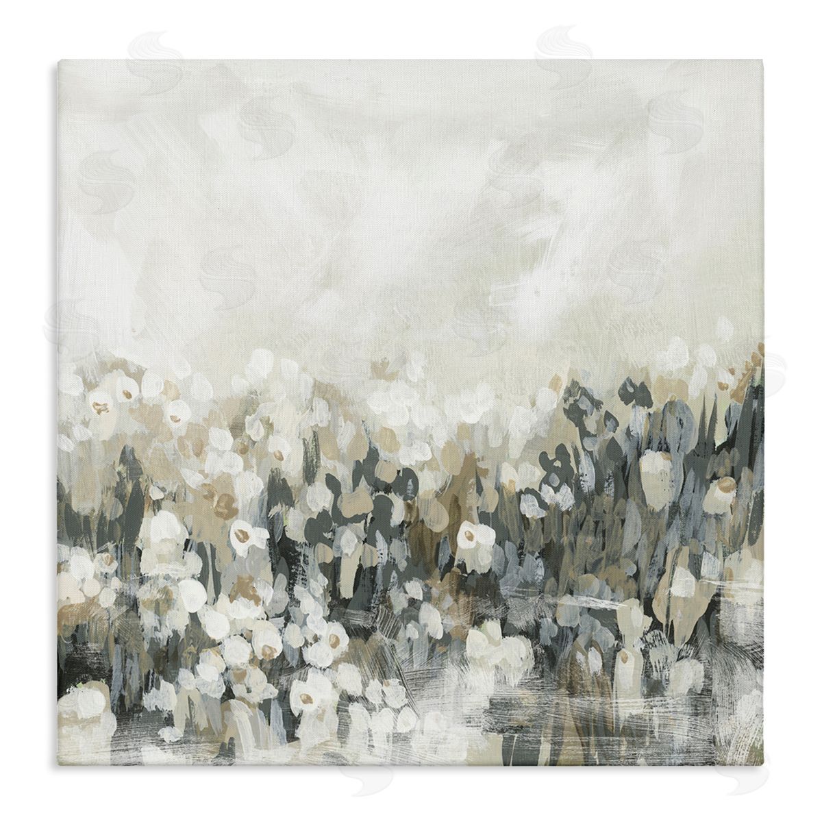 Grey Speckled Flowers Canvas Wall Art, Home Decor by June Erica Vess