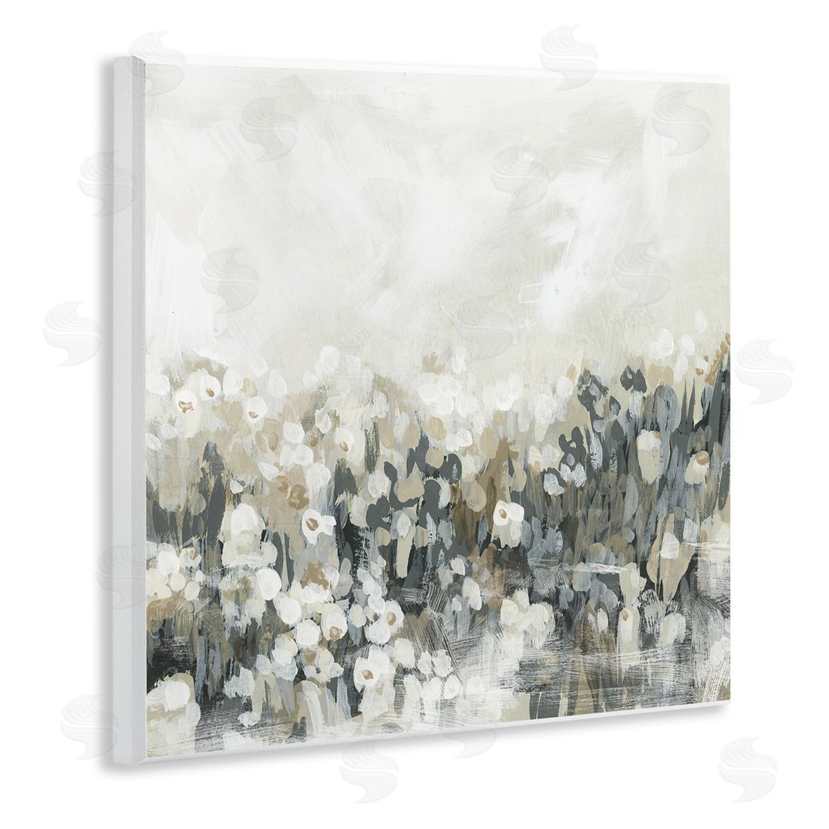 Grey Speckled Flowers Wood Plaque Wall Art, Home Decor by June Erica Vess