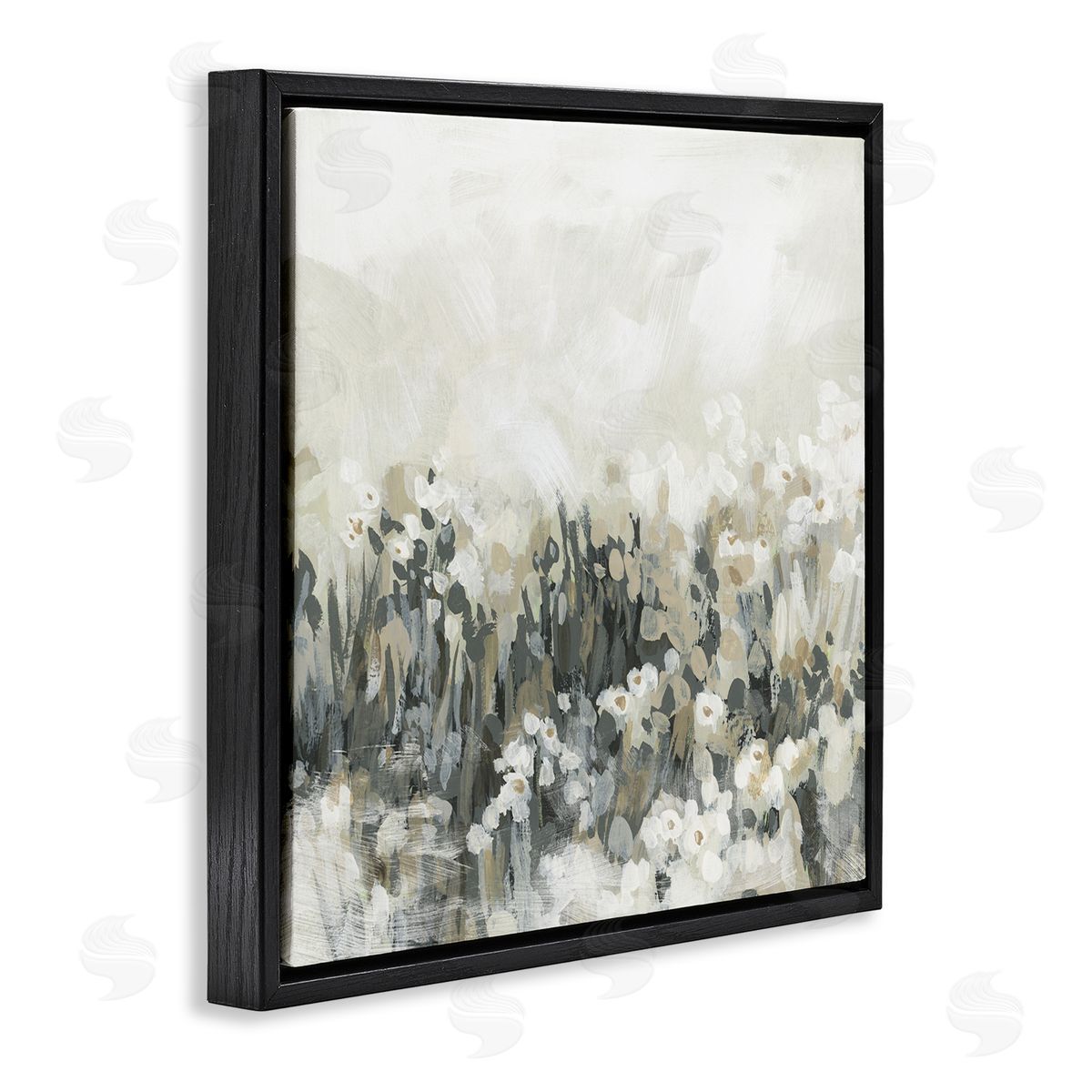 Grey & Beige Landscape Black Floating Frame Canvas Wall Art, Home Decor by June Erica Vess