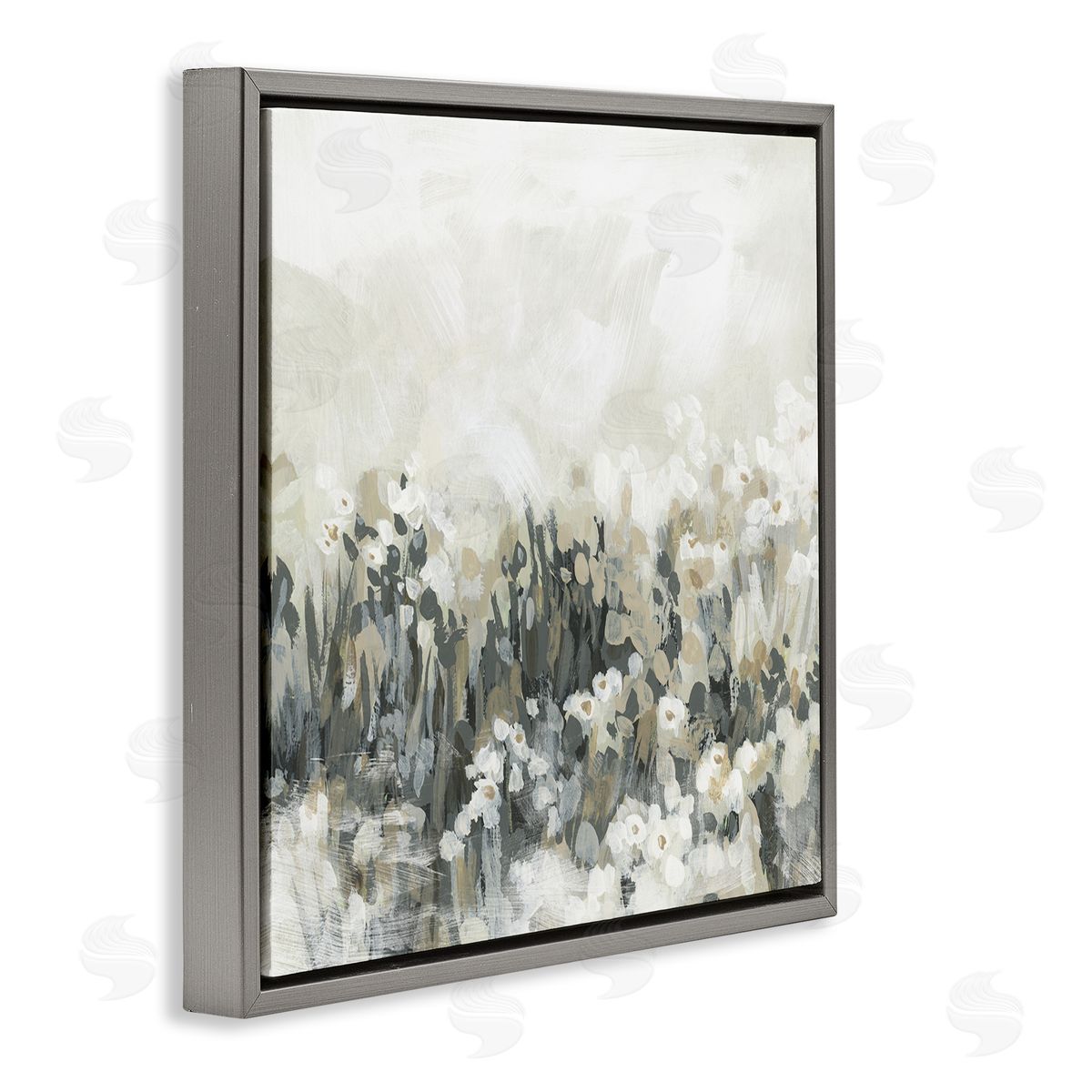 Grey & Beige Landscape Grey Floating Frame Canvas Wall Art, Home Decor by June Erica Vess