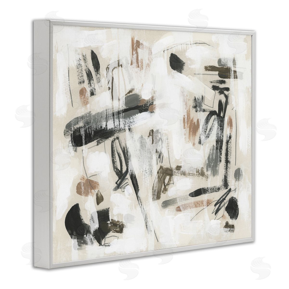 Subtle Abstract Brush Strokes White Frame Print Wall Art, Home Decor by June Erica Vess