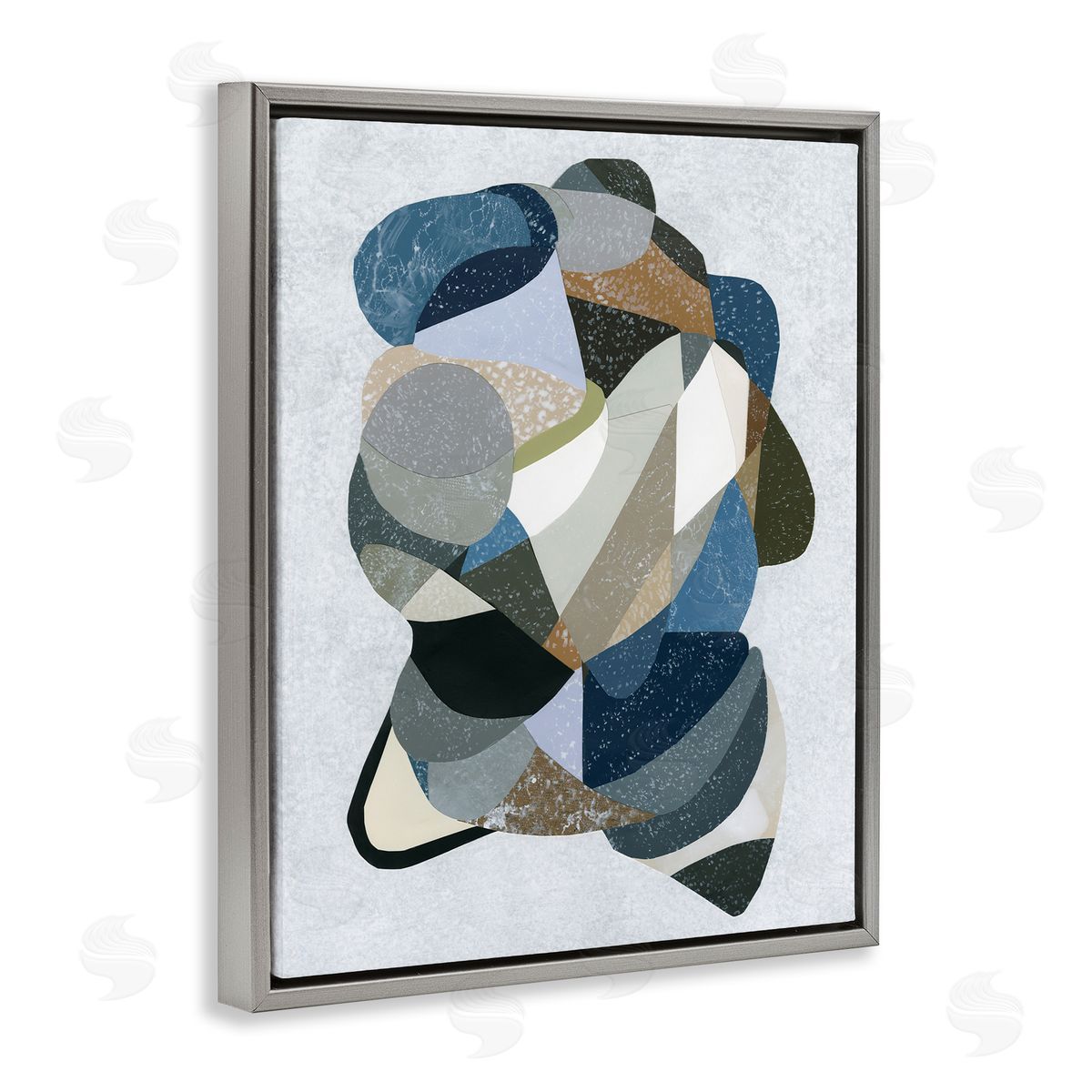 Fluid Movement Geometrics Grey Floating Frame Canvas Wall Art, Home Decor by Coco Good