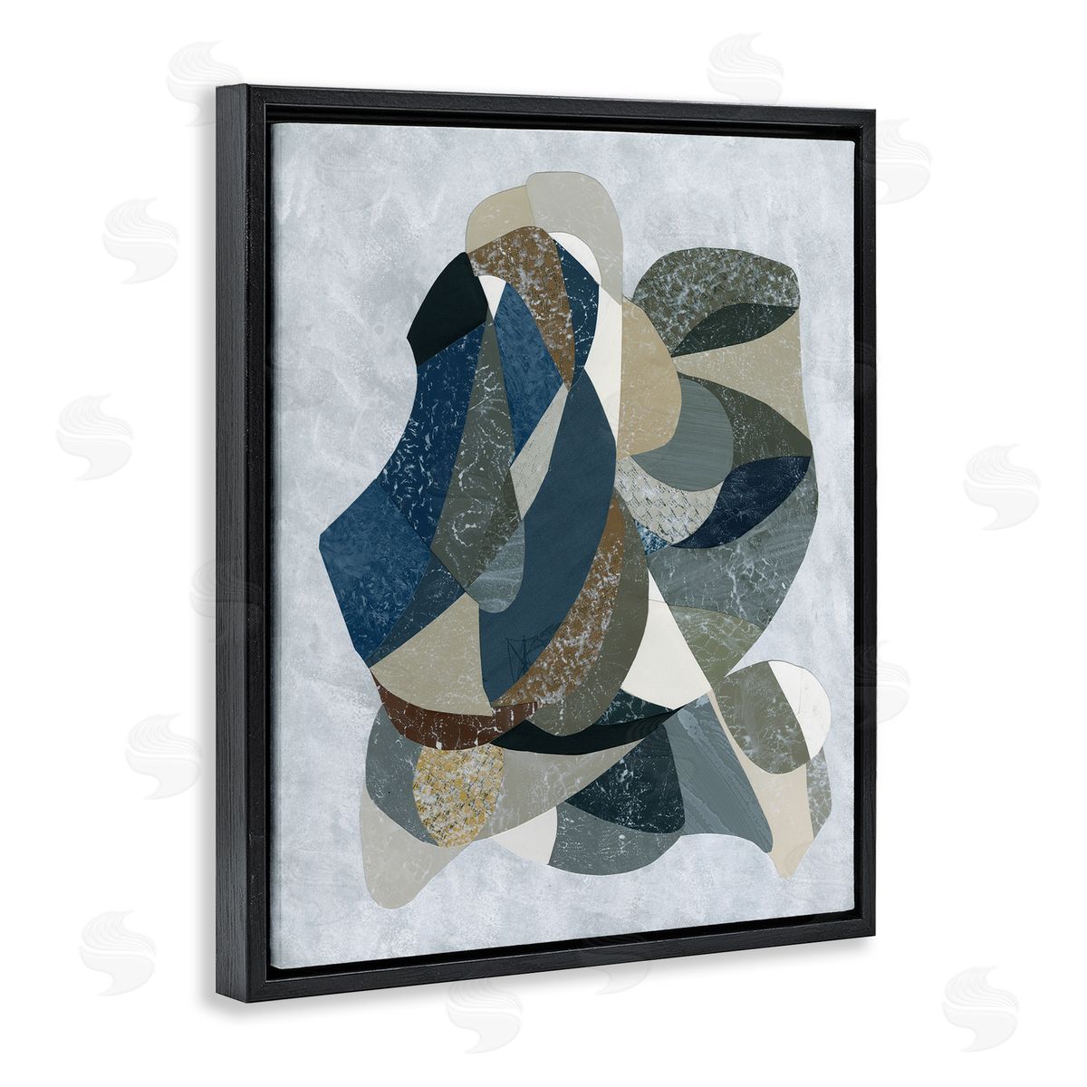 Intertwined Geometric Shapes Black Floating Frame Canvas Wall Art, Home Decor by Coco Good