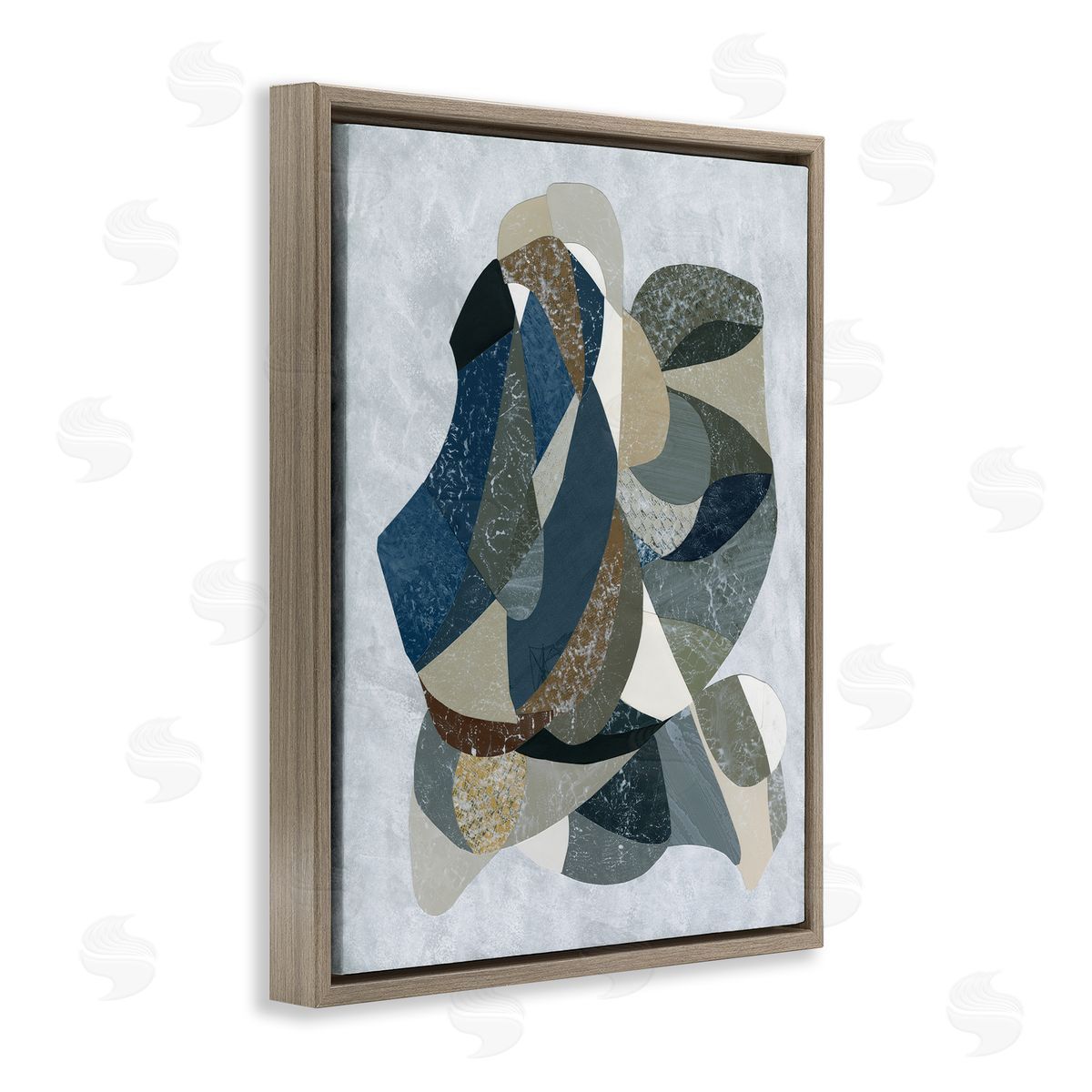 Intertwined Geometric Shapes Brown Floating Frame Canvas Wall Art, Home Decor by Coco Good