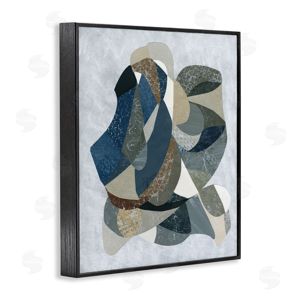 Intertwined Geometric Shapes Black Frame Print Wall Art, Home Decor by Coco Good