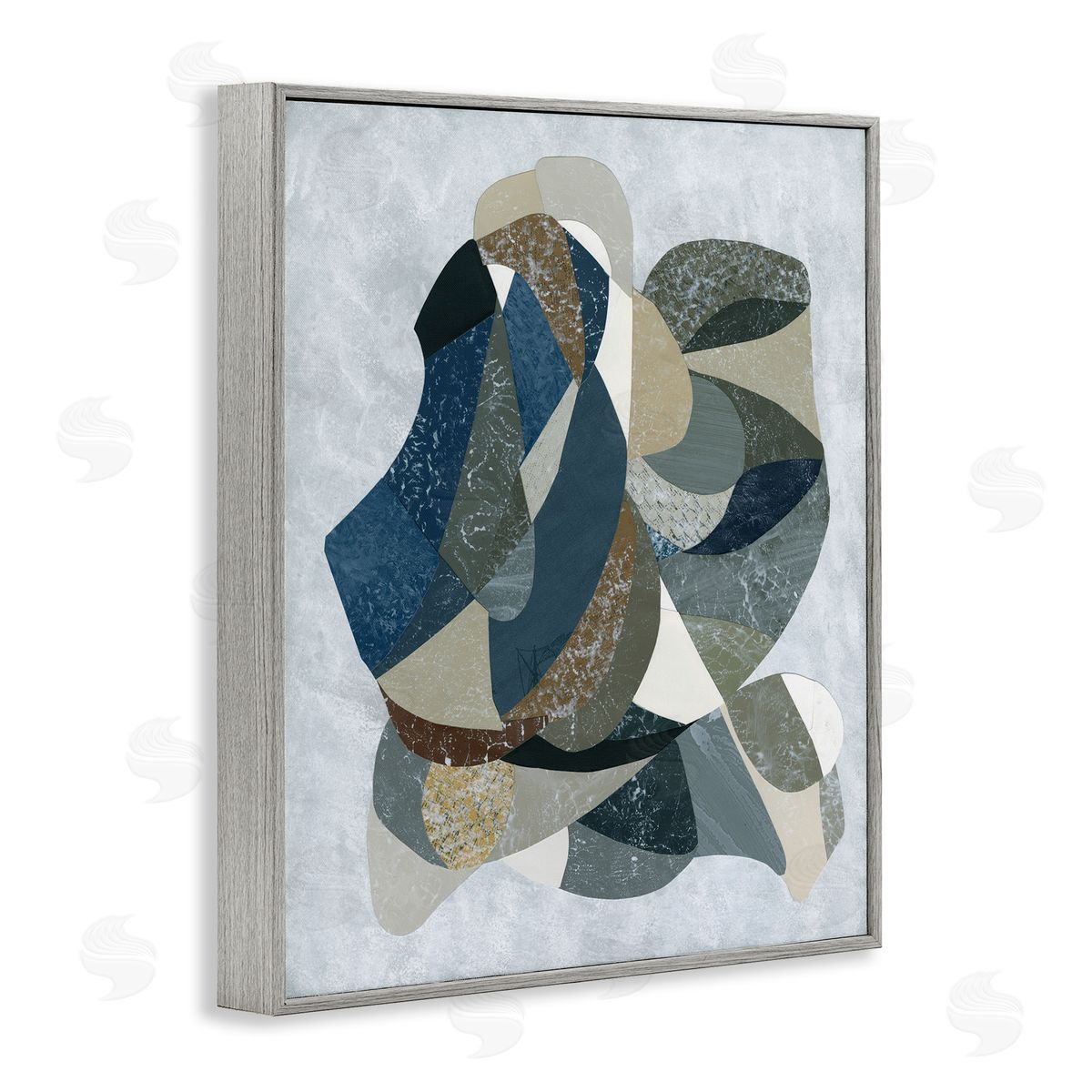 Intertwined Geometric Shapes Grey Frame Print Wall Art, Home Decor by Coco Good