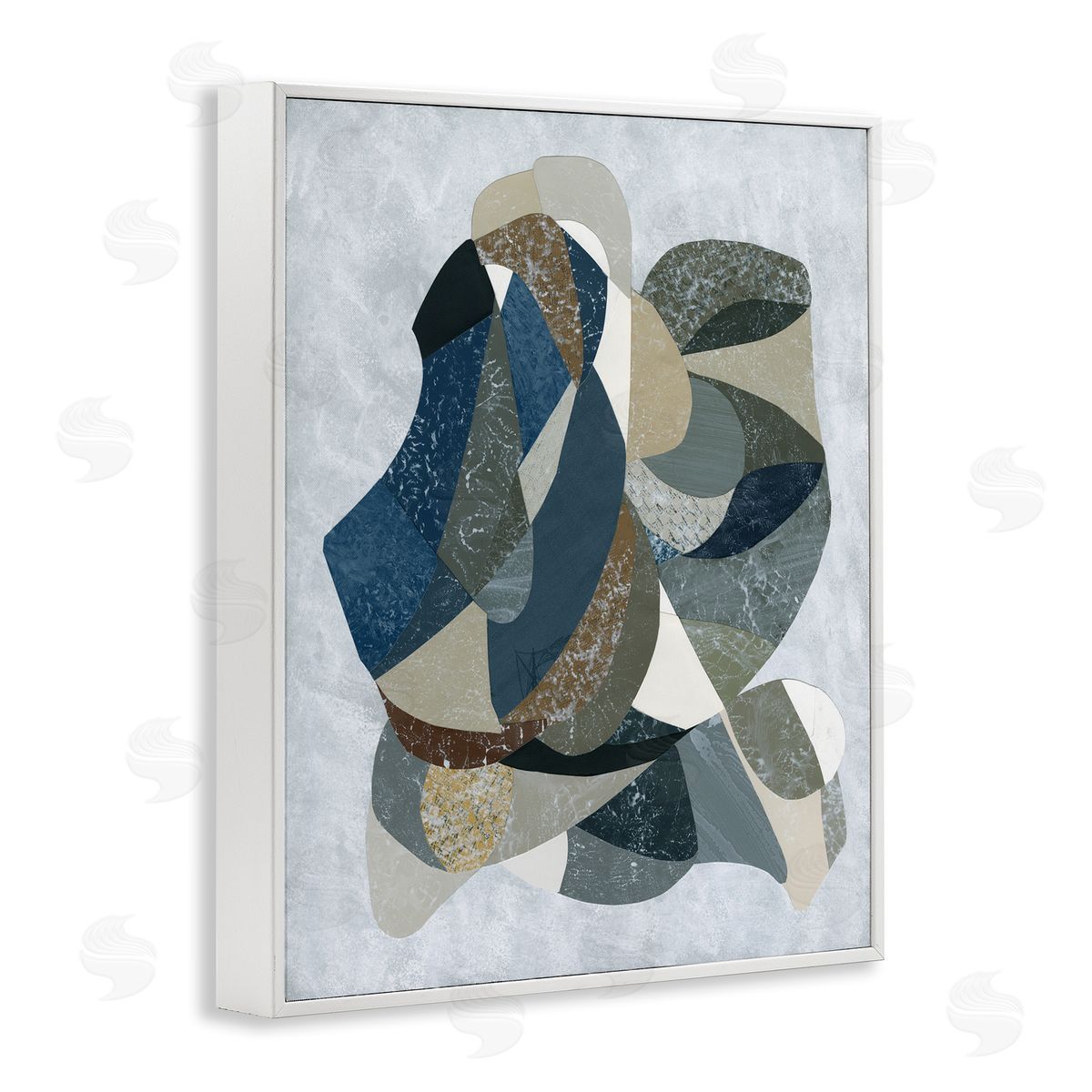 Intertwined Geometric Shapes White Frame Print Wall Art, Home Decor by Coco Good