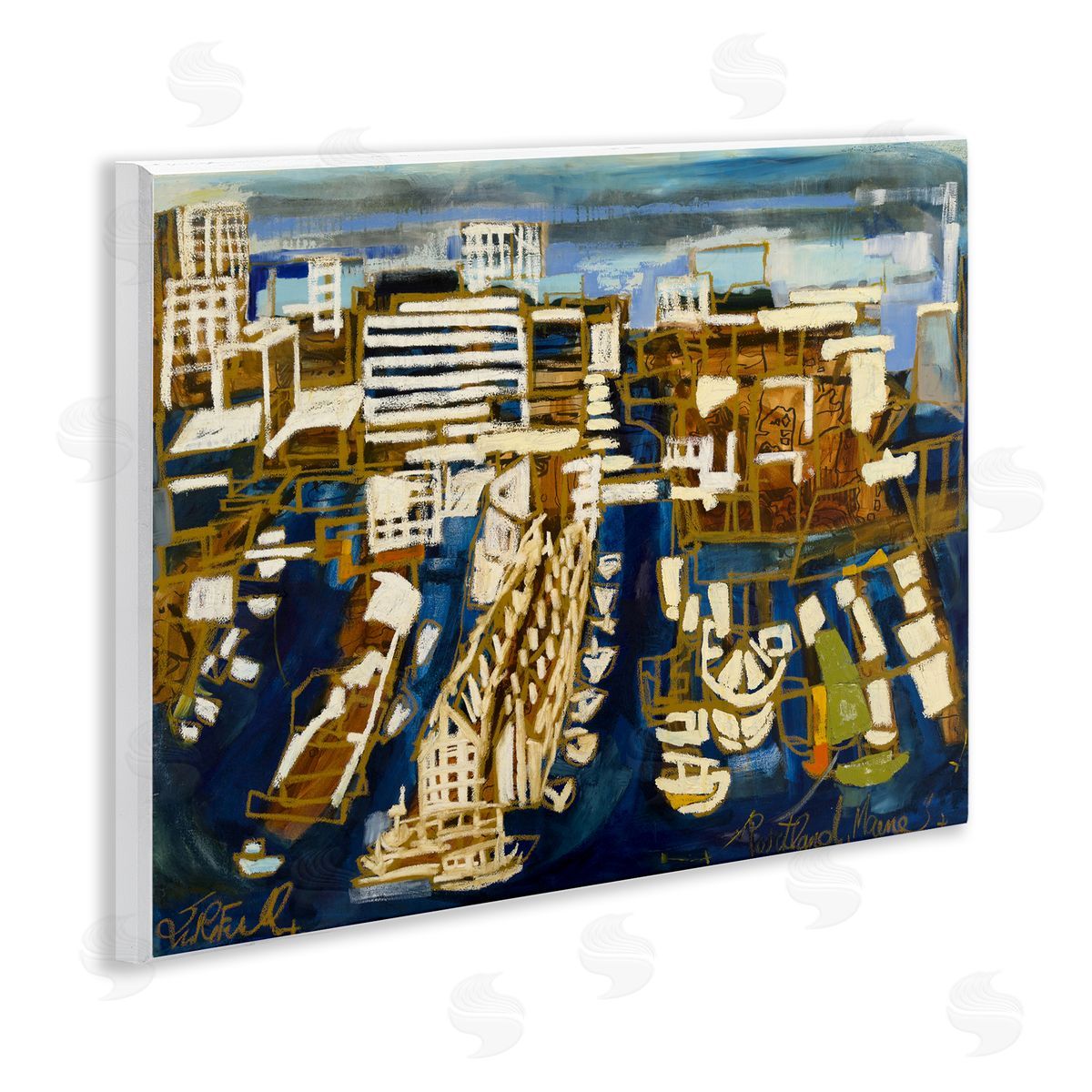 Bold Abstract Cityscape Wood Plaque Wall Art, Home Decor by Erin McGee Ferrell