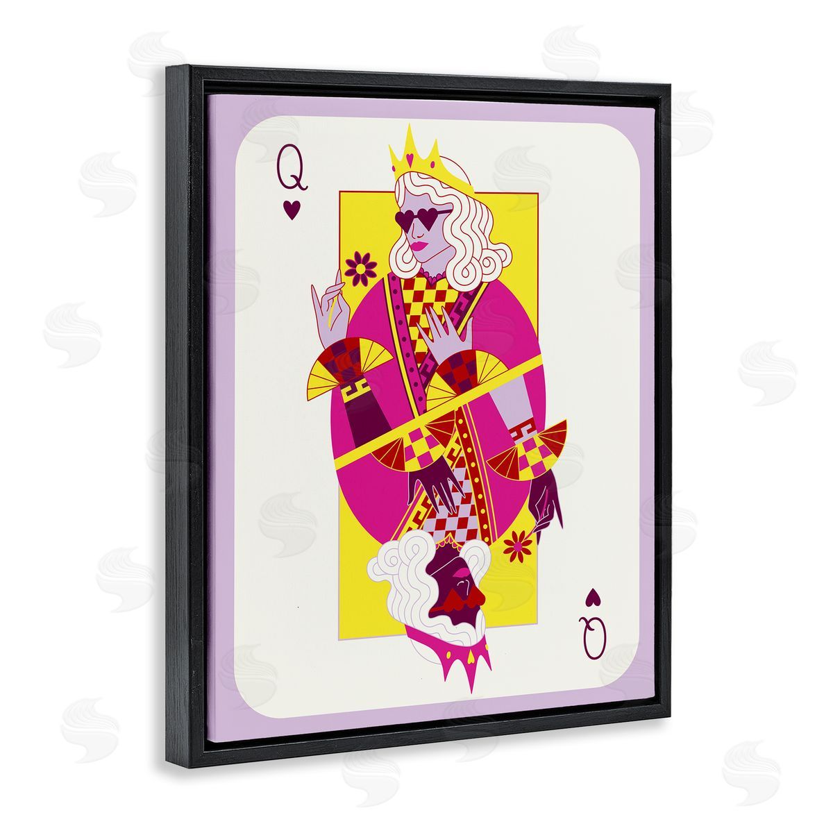 Trendy Queen Card Black Floating Frame Canvas Wall Art, Home Decor by Grace Popp