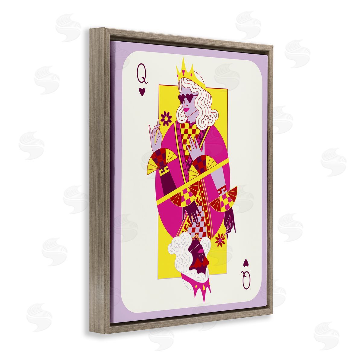 Trendy Queen Card Brown Floating Frame Canvas Wall Art, Home Decor by Grace Popp