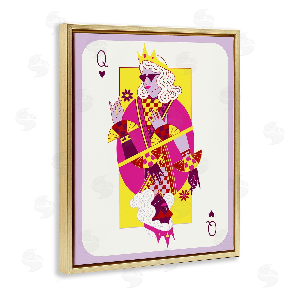 Trendy Queen Card Gold Floating Frame Canvas Wall Art, Home Decor by Grace Popp