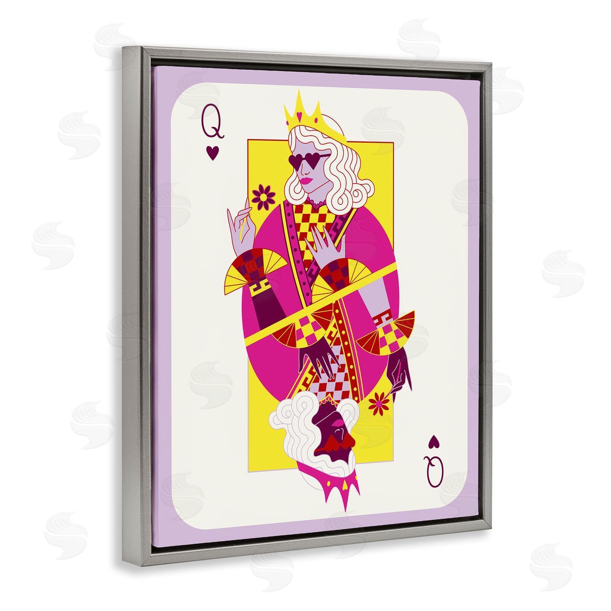 Trendy Queen Card Grey Floating Frame Canvas Wall Art, Home Decor by Grace Popp