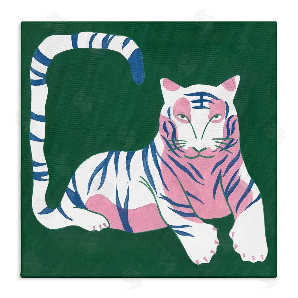 Modern Tiger with Curved Tail Canvas Wall Art, Home Decor by Melissa Wang