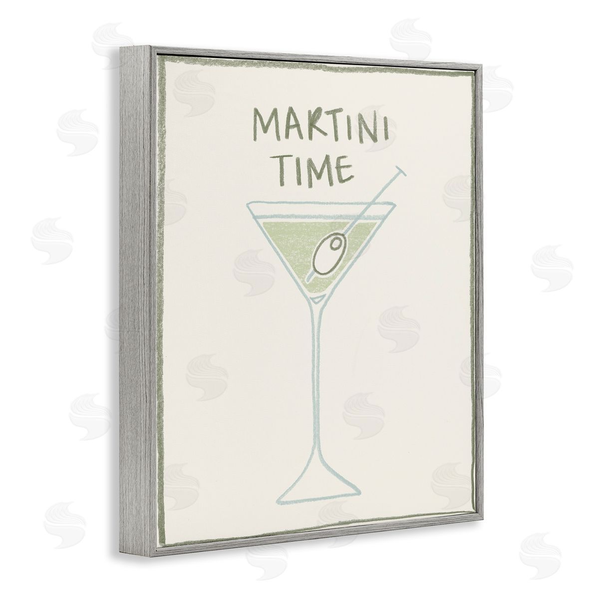 Minimal Martini Time Grey Frame Print Wall Art, Home Decor by Grace Popp