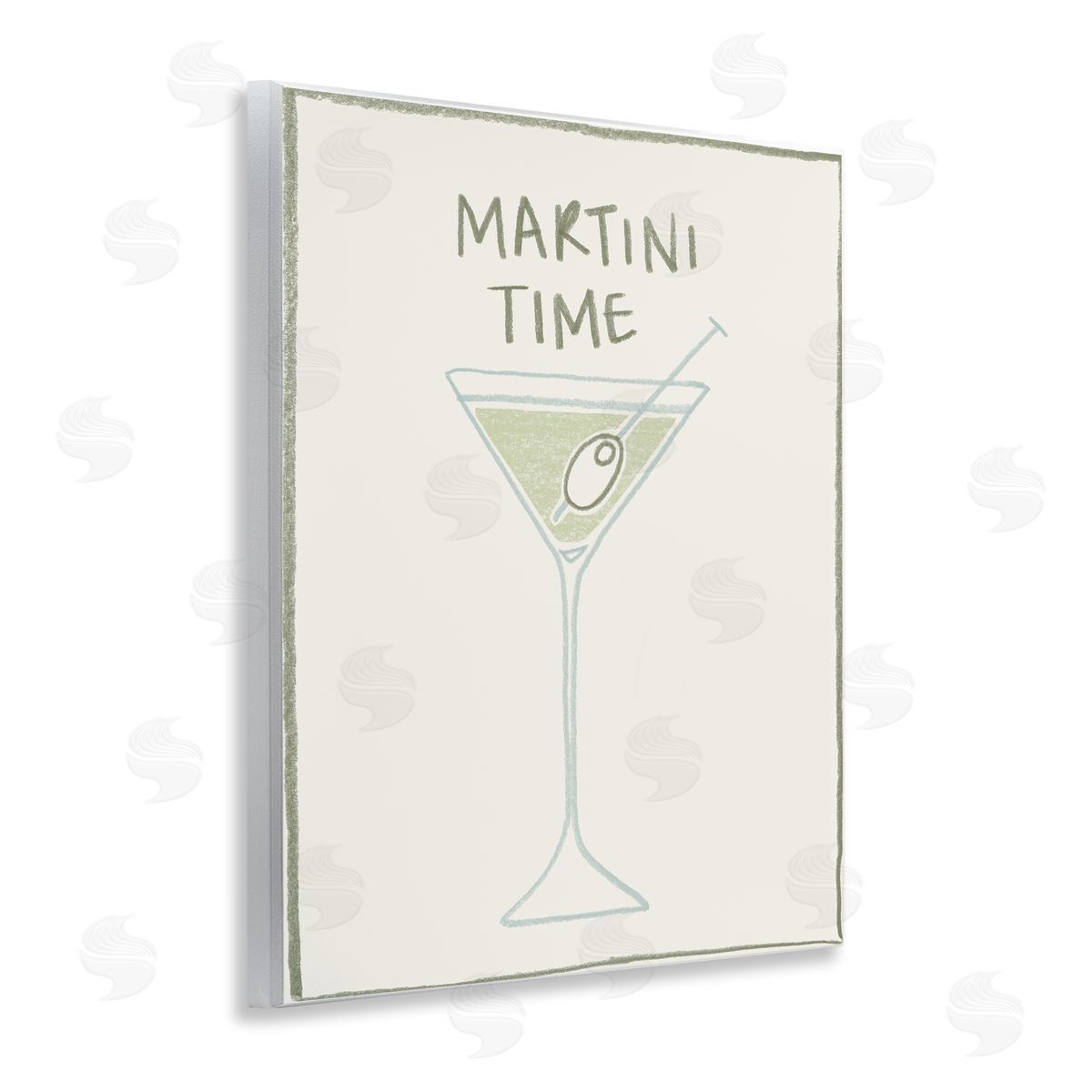 Minimal Martini Time Wood Plaque Wall Art, Home Decor by Grace Popp