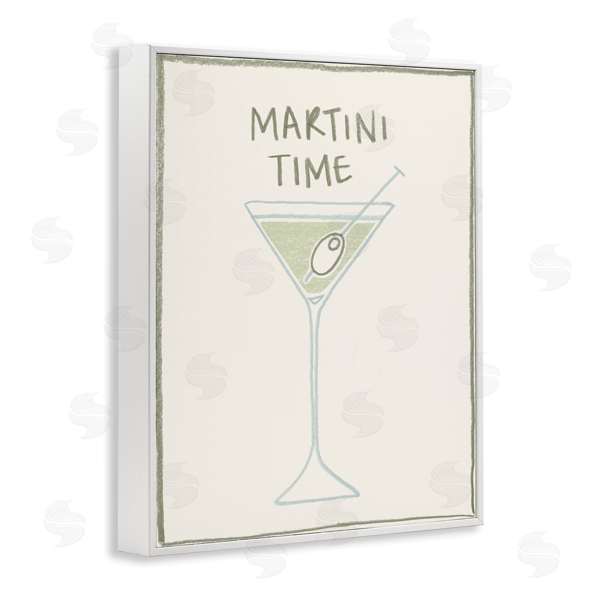 Minimal Martini Time White Frame Print Wall Art, Home Decor by Grace Popp